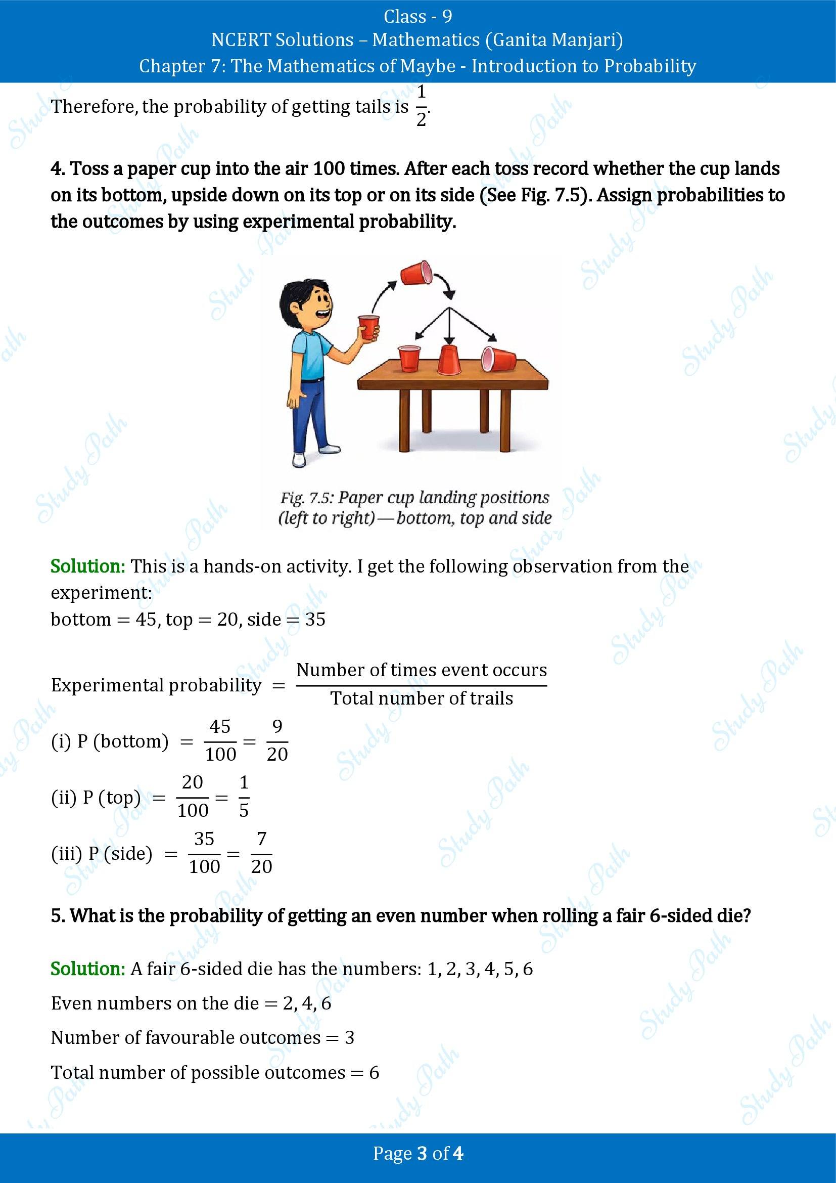 NCERT Solutions for Class 9 Maths Chapter 7 The Mathematics of Maybe Introduction to Probability Exercise Set 7.2 00003