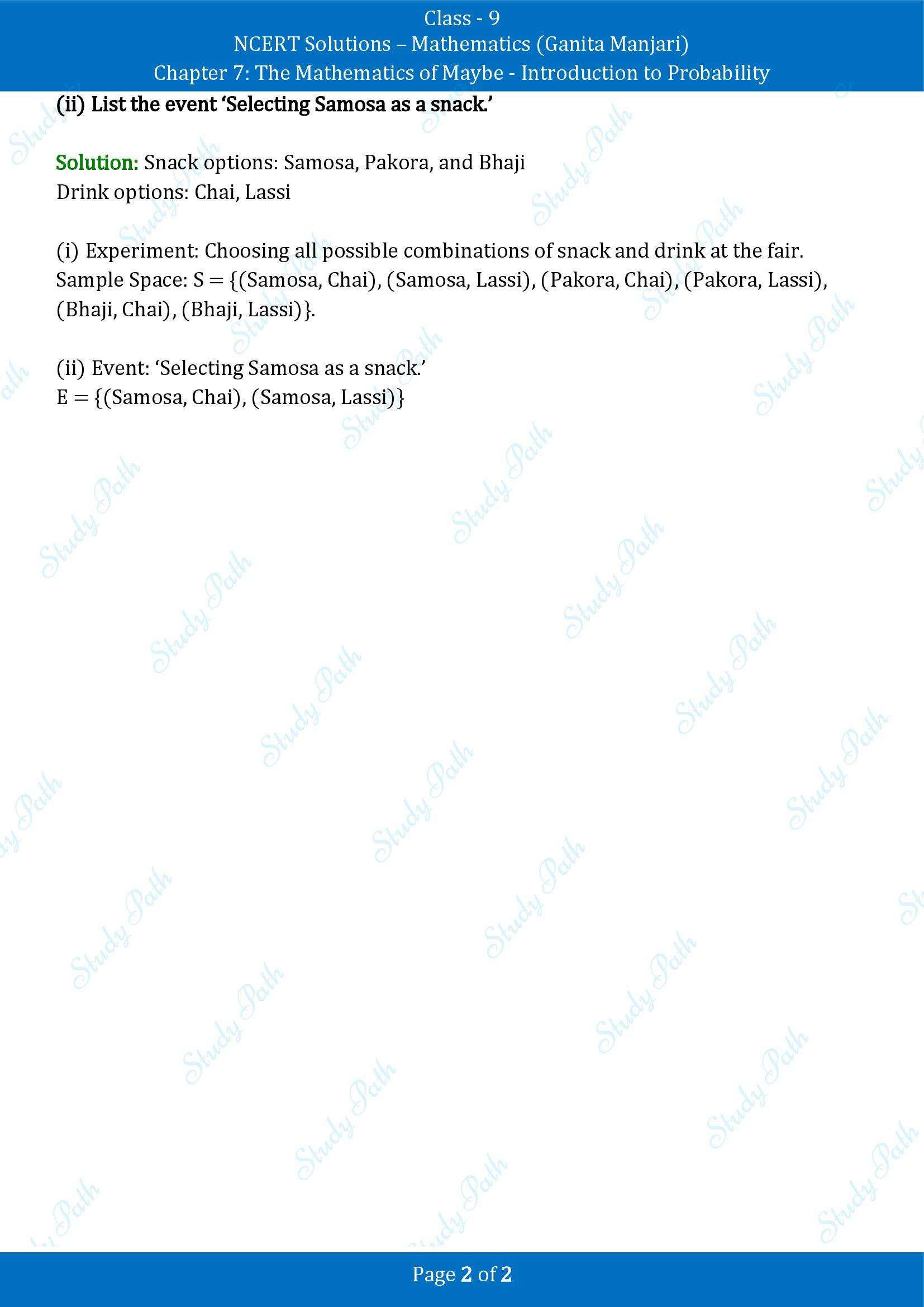 NCERT Solutions for Class 9 Maths Chapter 7 The Mathematics of Maybe Introduction to Probability Exercise Set 7.3 00002