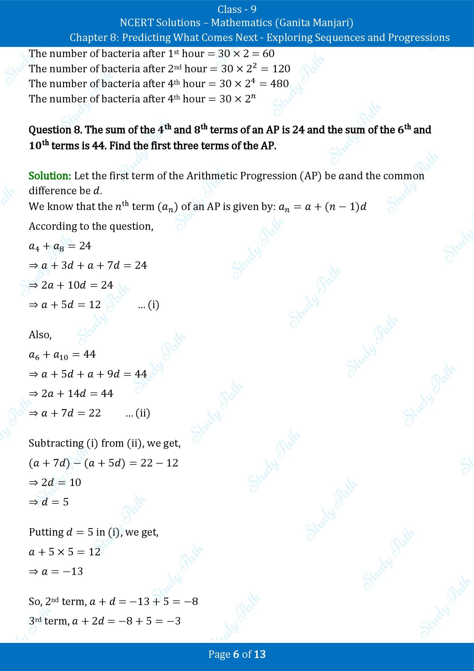 NCERT Solutions for Class 9 Maths Chapter 8 Predicting What Comes Next Exploring Sequences and Progressions End of Chapter