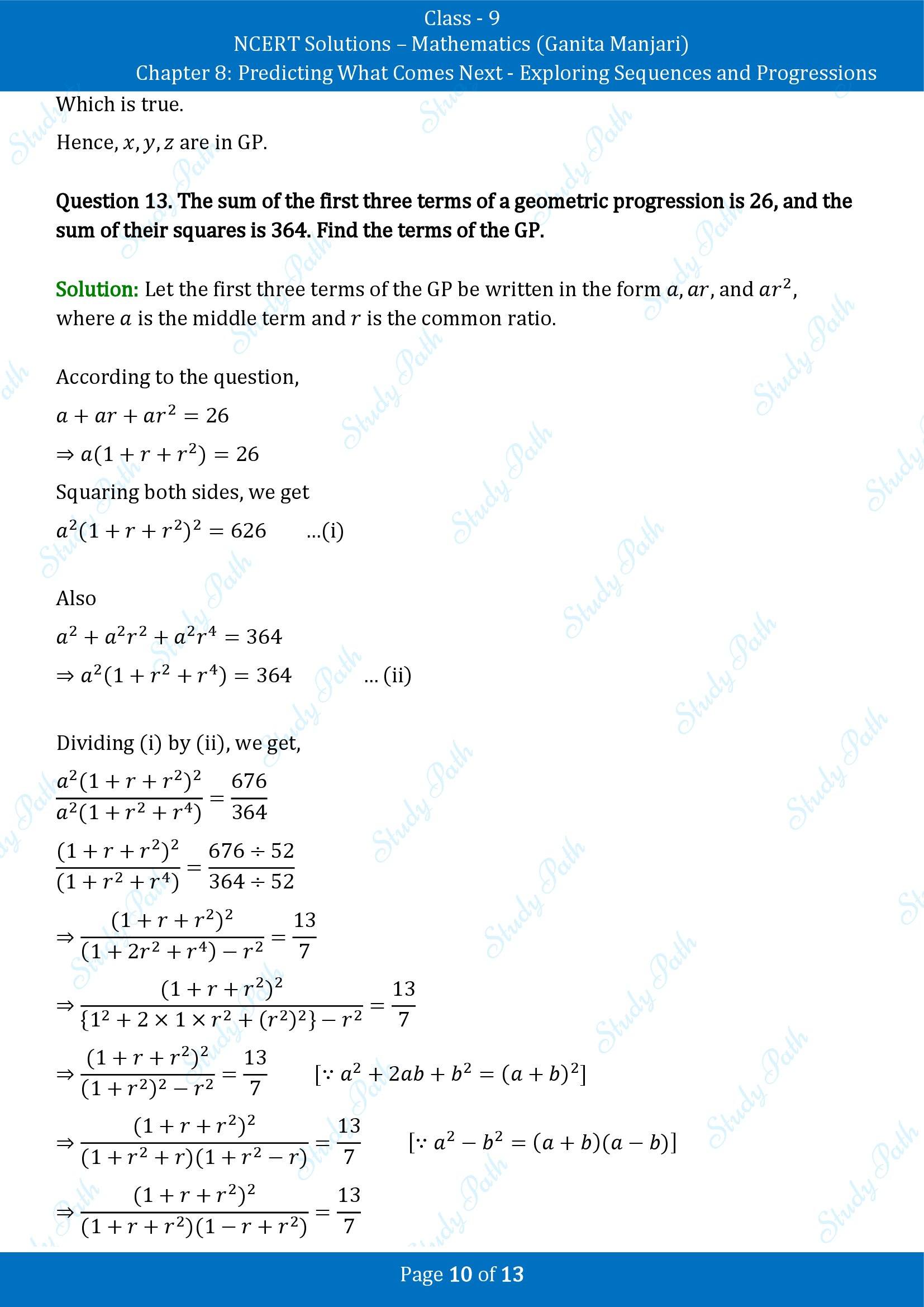 NCERT Solutions for Class 9 Maths Chapter 8 Predicting What Comes Next Exploring Sequences and Progressions End of Chapter