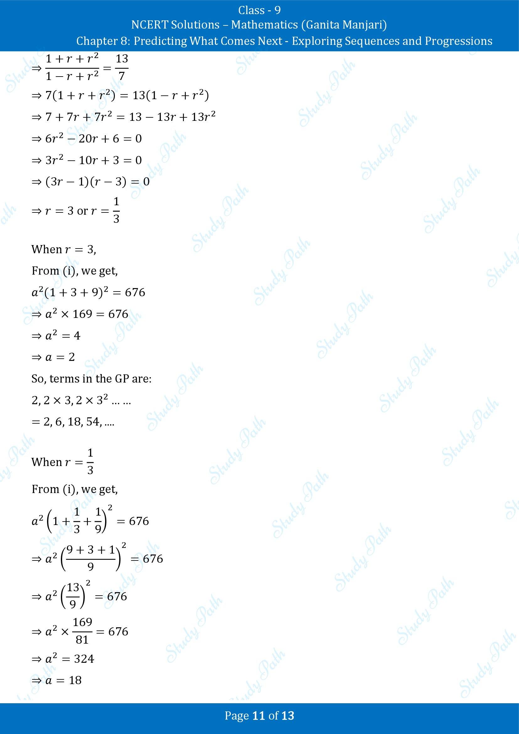 NCERT Solutions for Class 9 Maths Chapter 8 Predicting What Comes Next Exploring Sequences and Progressions End of Chapter