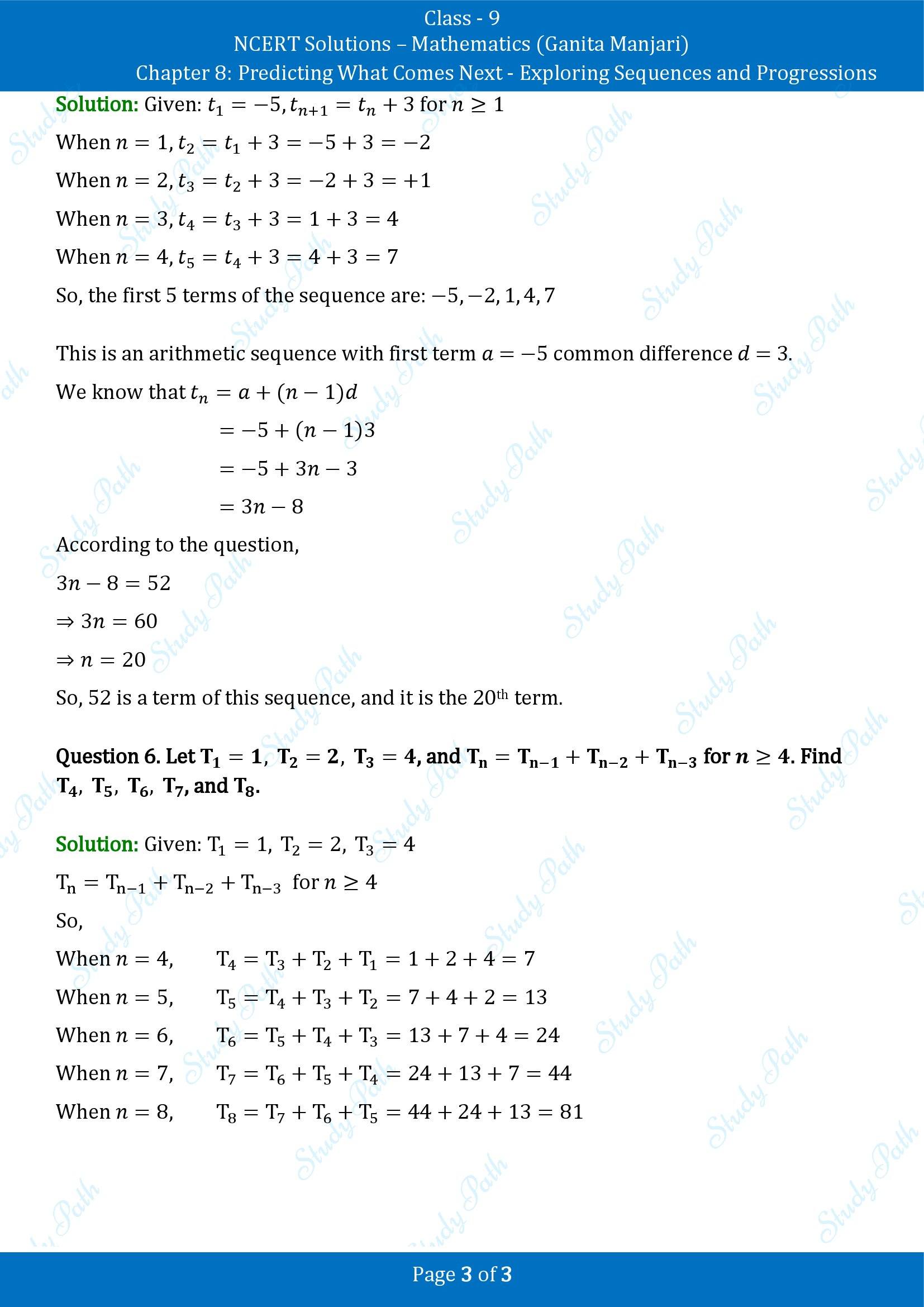 NCERT Solutions for Class 9 Maths Chapter 8 Predicting What Comes Next Exploring Sequences and Progressions Exercise Set 8.1 00003