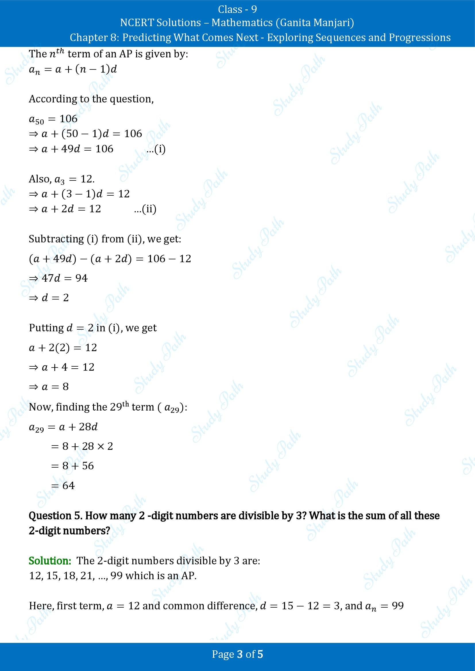 NCERT Solutions for Class 9 Maths Chapter 8 Predicting What Comes Next Exploring Sequences and Progressions Exercise Set 8.2 00003