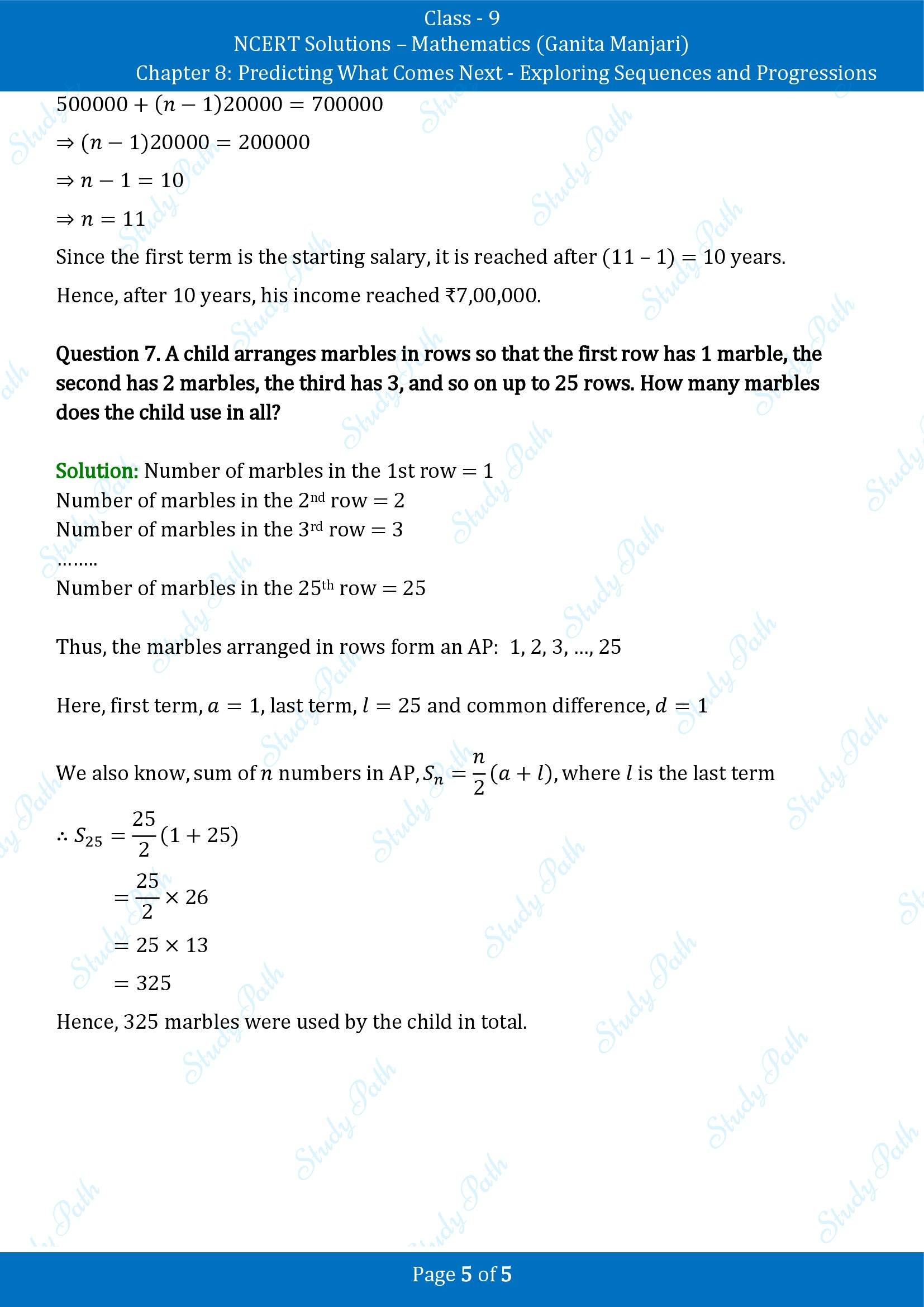 NCERT Solutions for Class 9 Maths Chapter 8 Predicting What Comes Next Exploring Sequences and Progressions Exercise Set 8.2 00005