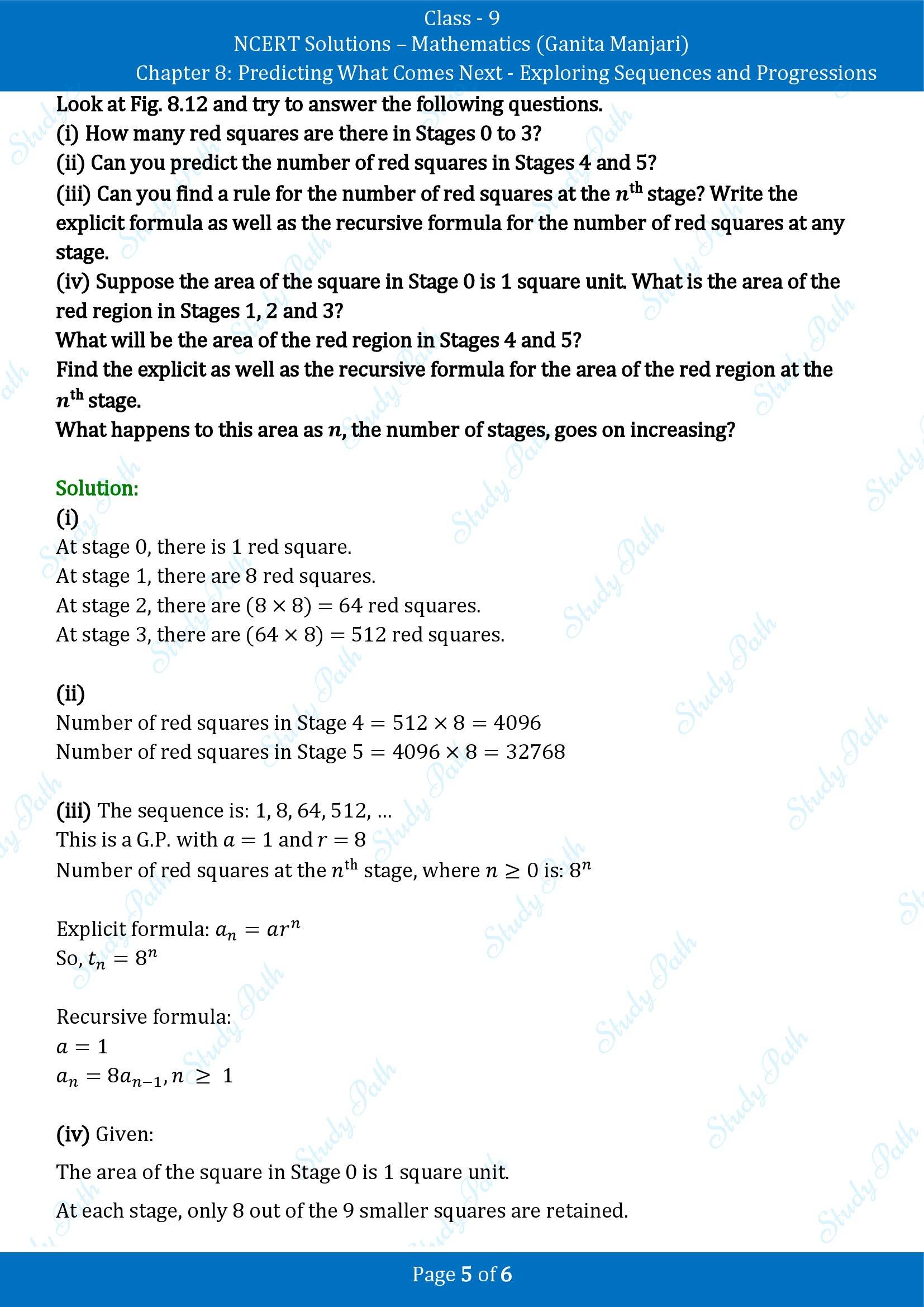 NCERT Solutions for Class 9 Maths Chapter 8 Predicting What Comes Next Exploring Sequences and Progressions Exercise Set 8.3 00005