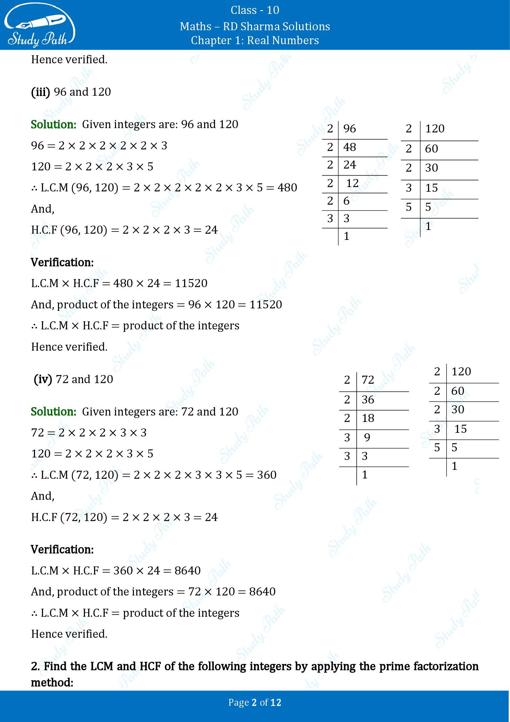 RD Sharma Solutions Class 10 Chapter 1 Real Numbers Exercise 1.2 00002