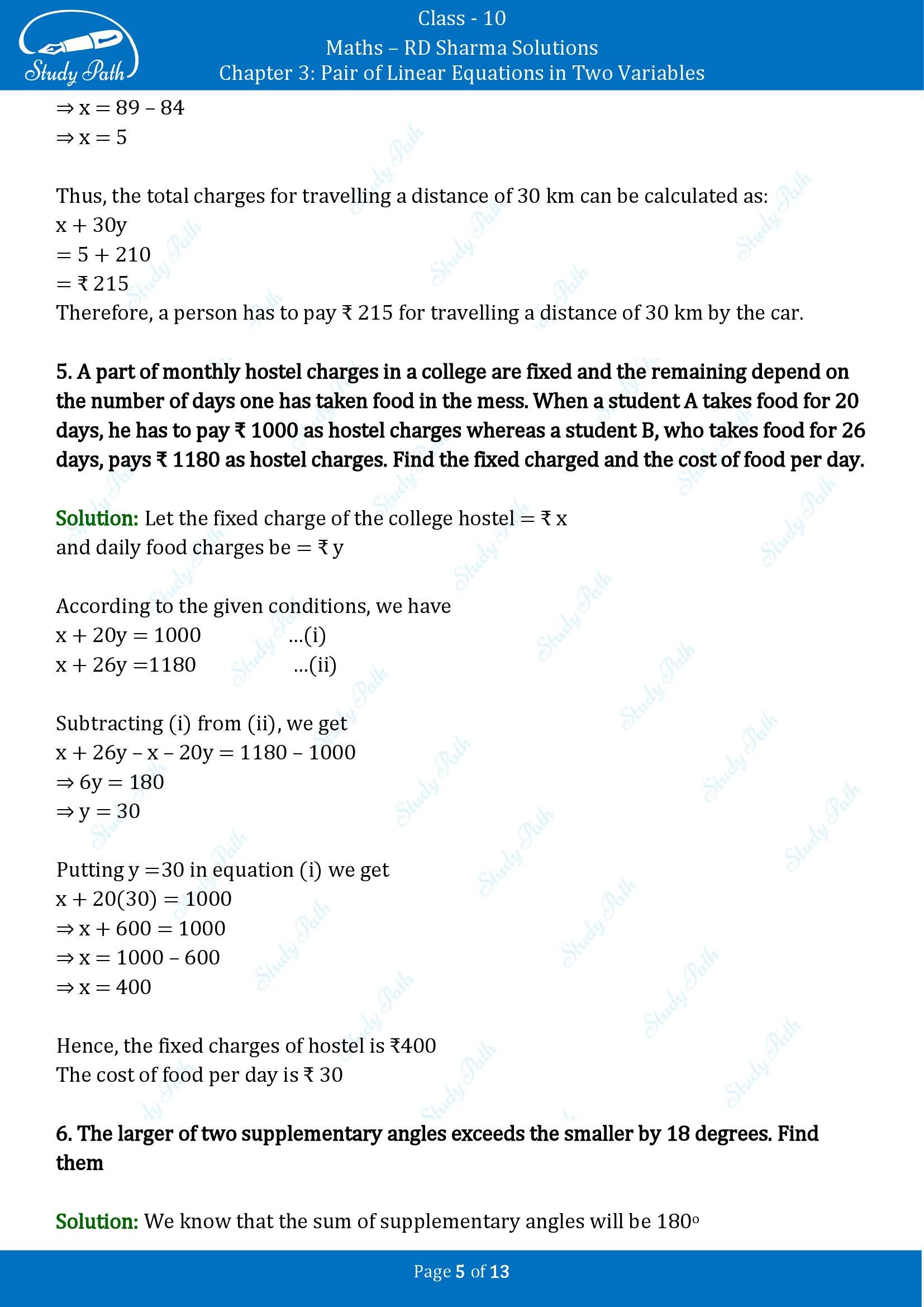 RD Sharma Solutions Class 10 Chapter 3 Pair of Linear Equations in Two Variables Exercise 3.10 00005