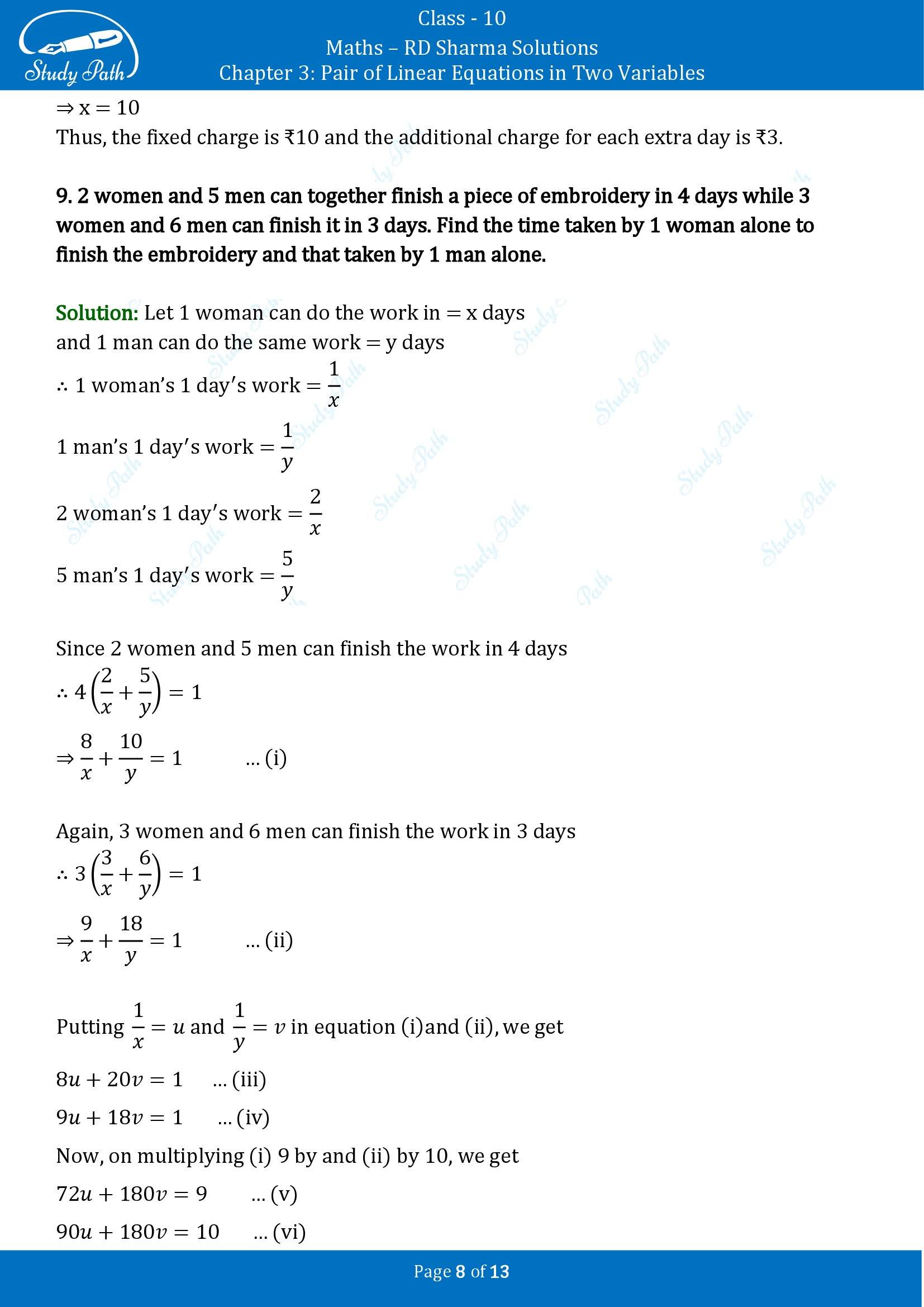 RD Sharma Solutions Class 10 Chapter 3 Pair of Linear Equations in Two Variables Exercise 3.10 00008