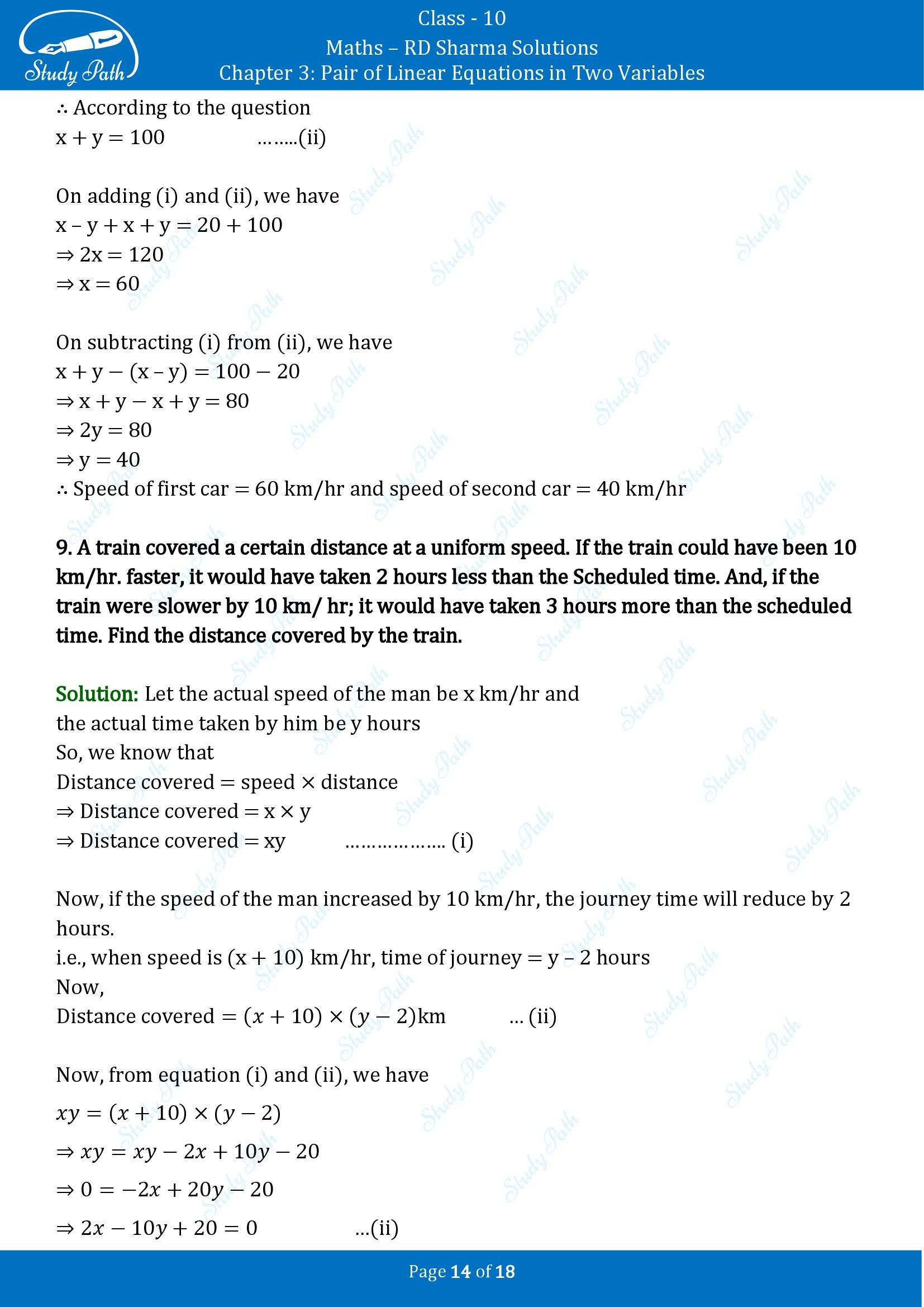 RD Sharma Solutions Class 10 Chapter 3 Pair of Linear Equations in Two Variables Exercise 3.9 00014