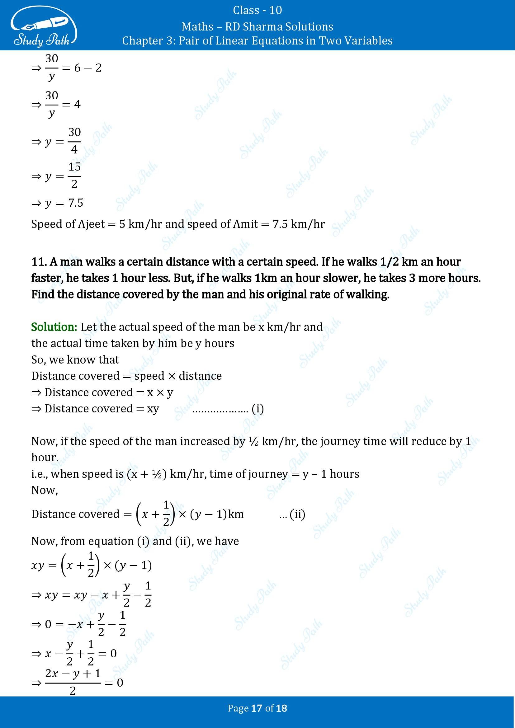 RD Sharma Solutions Class 10 Chapter 3 Pair of Linear Equations in Two Variables Exercise 3.9 00017