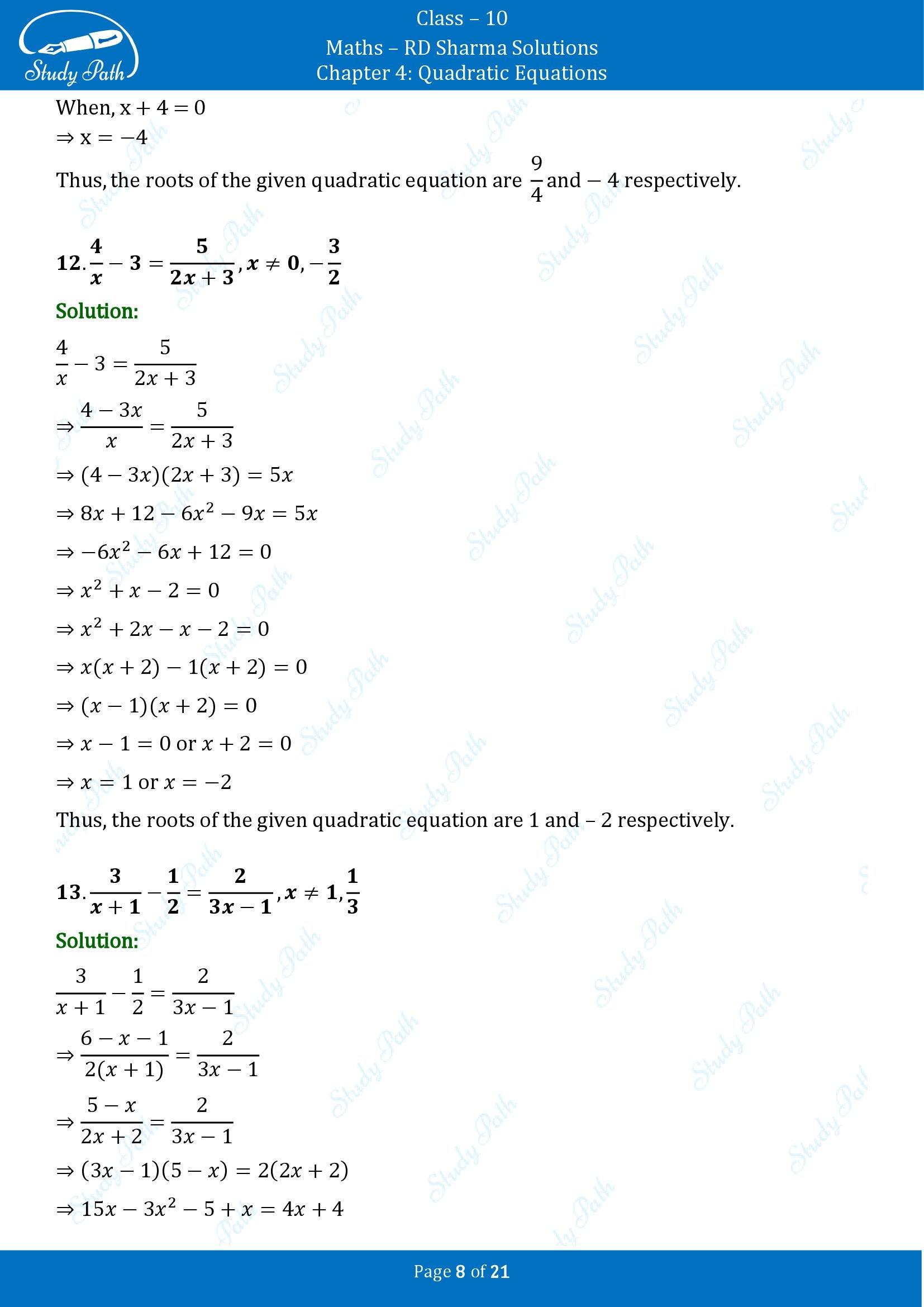 RD Sharma Solutions Class 10 Chapter 4 Quadratic Equations Exercise 4.3 00008