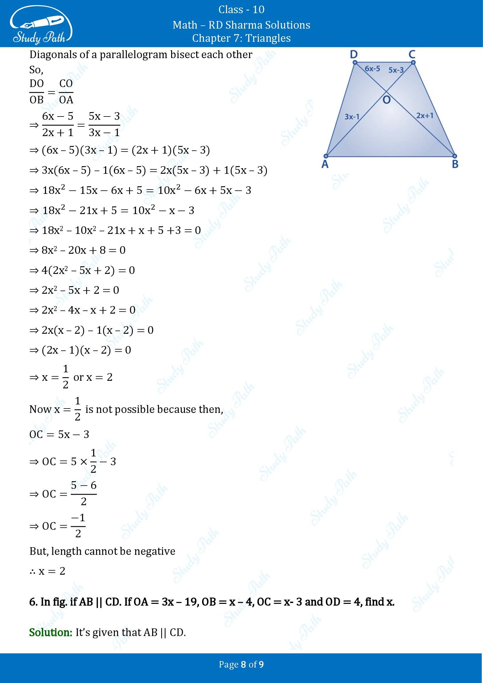 RD Sharma Solutions Class 10 Chapter 7 Triangles Exercise 7.2 00008