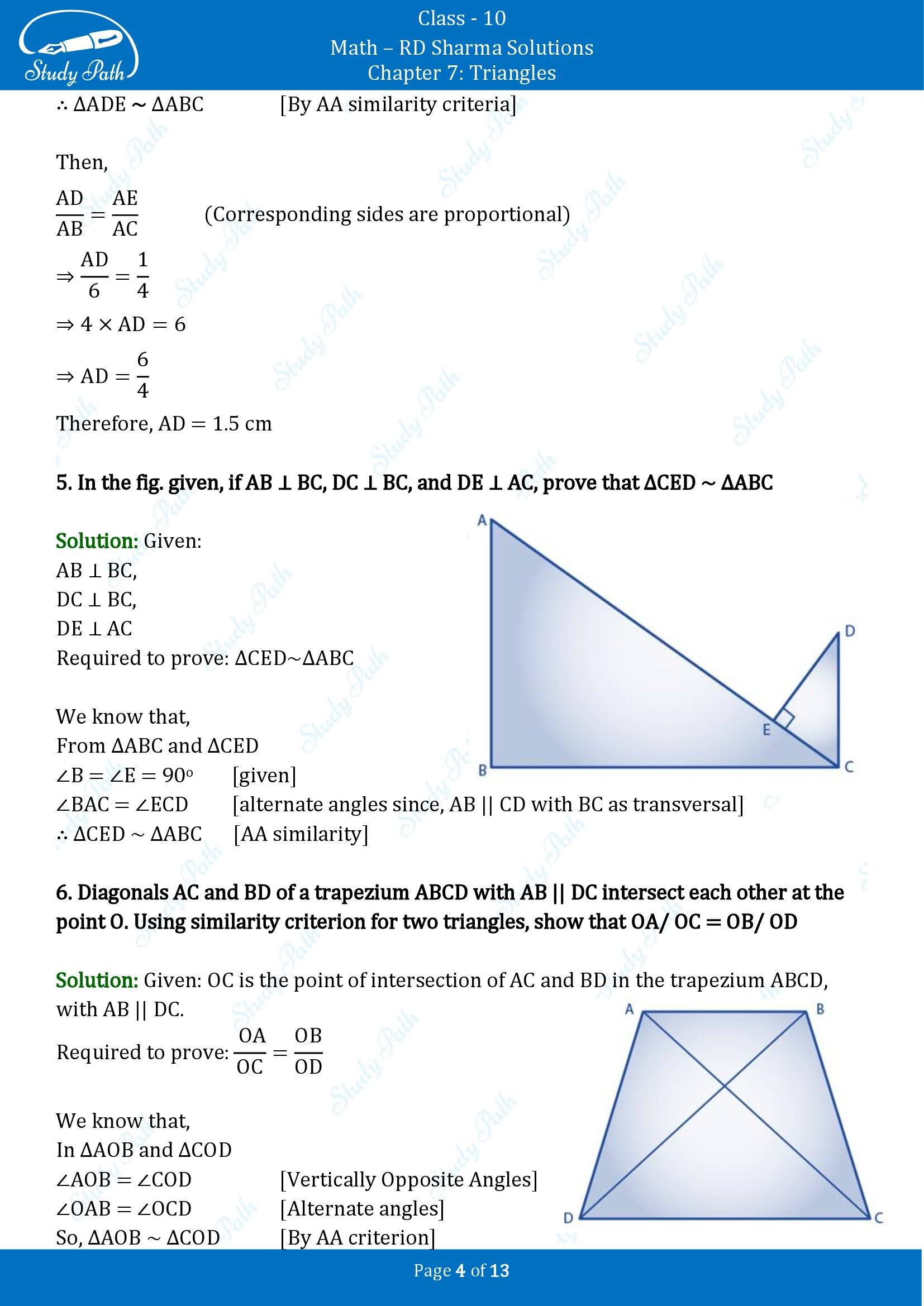 RD Sharma Solutions Class 10 Chapter 7 Triangles Exercise 7.4 00004