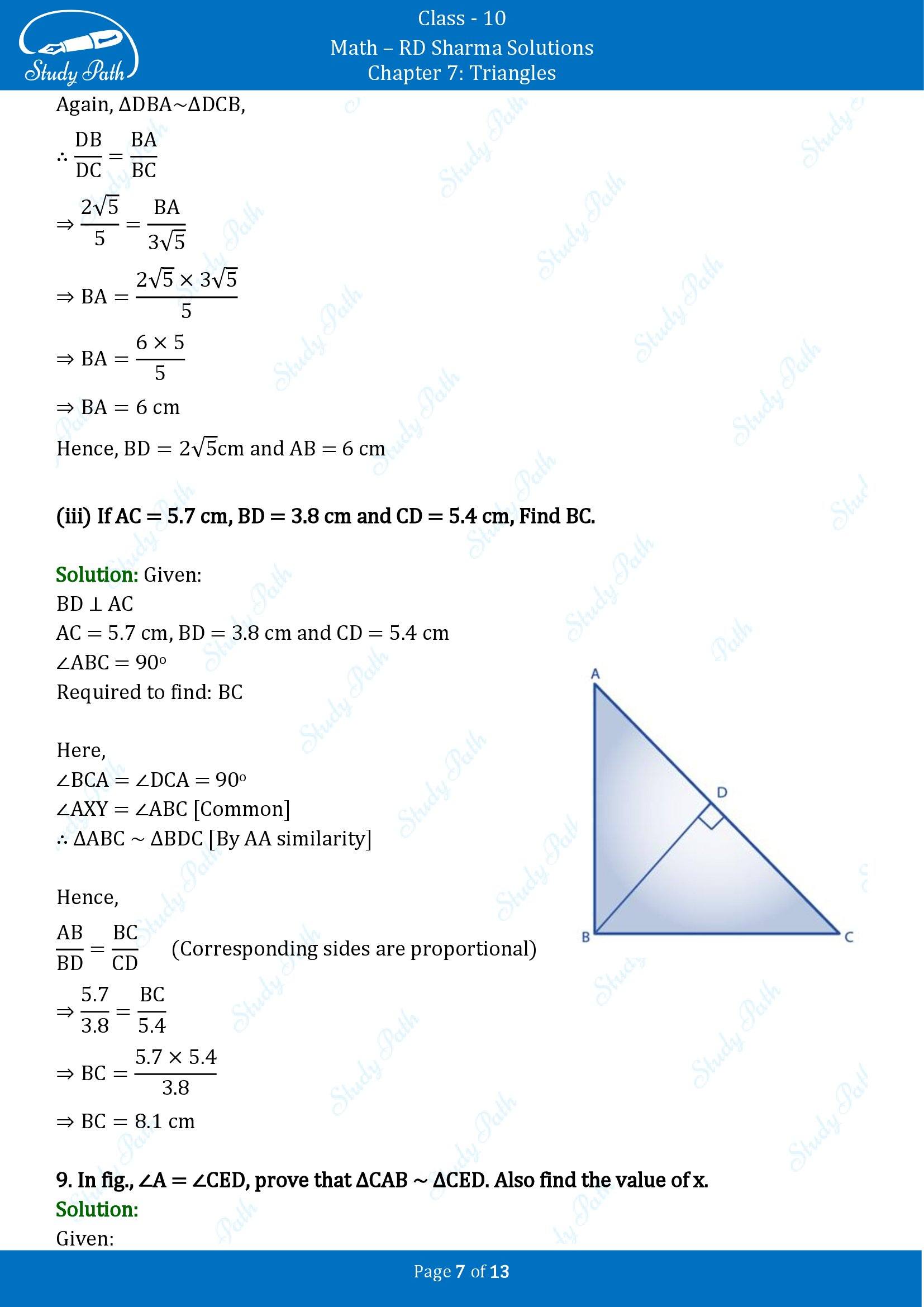 RD Sharma Solutions Class 10 Chapter 7 Triangles Exercise 7.4 00007