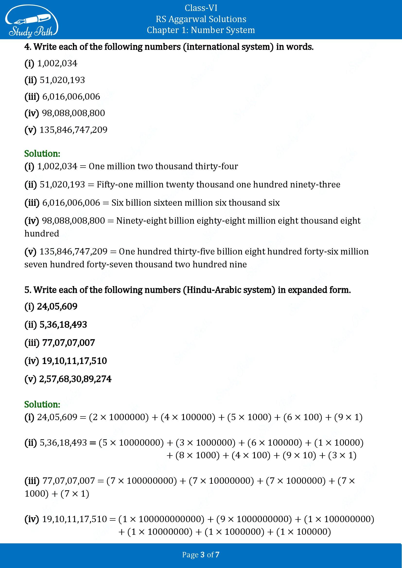 RS Aggarwal Solutions Class 6 Chapter 1 Number System Exercise 1A 00003