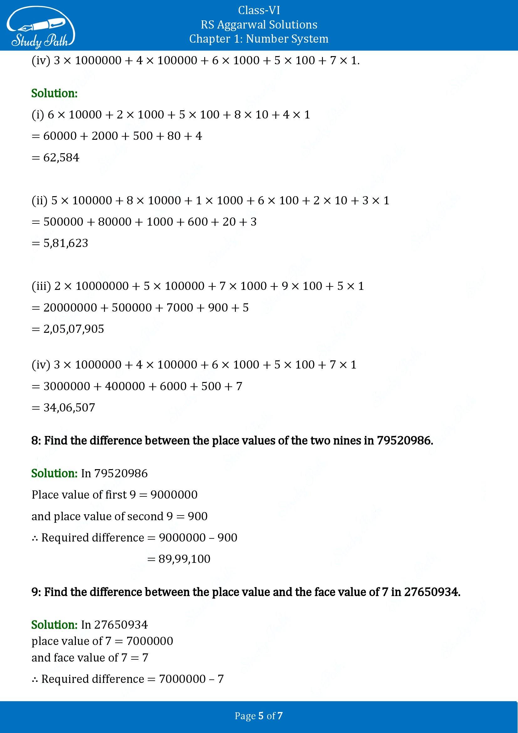 RS Aggarwal Solutions Class 6 Chapter 1 Number System Exercise 1A 00005