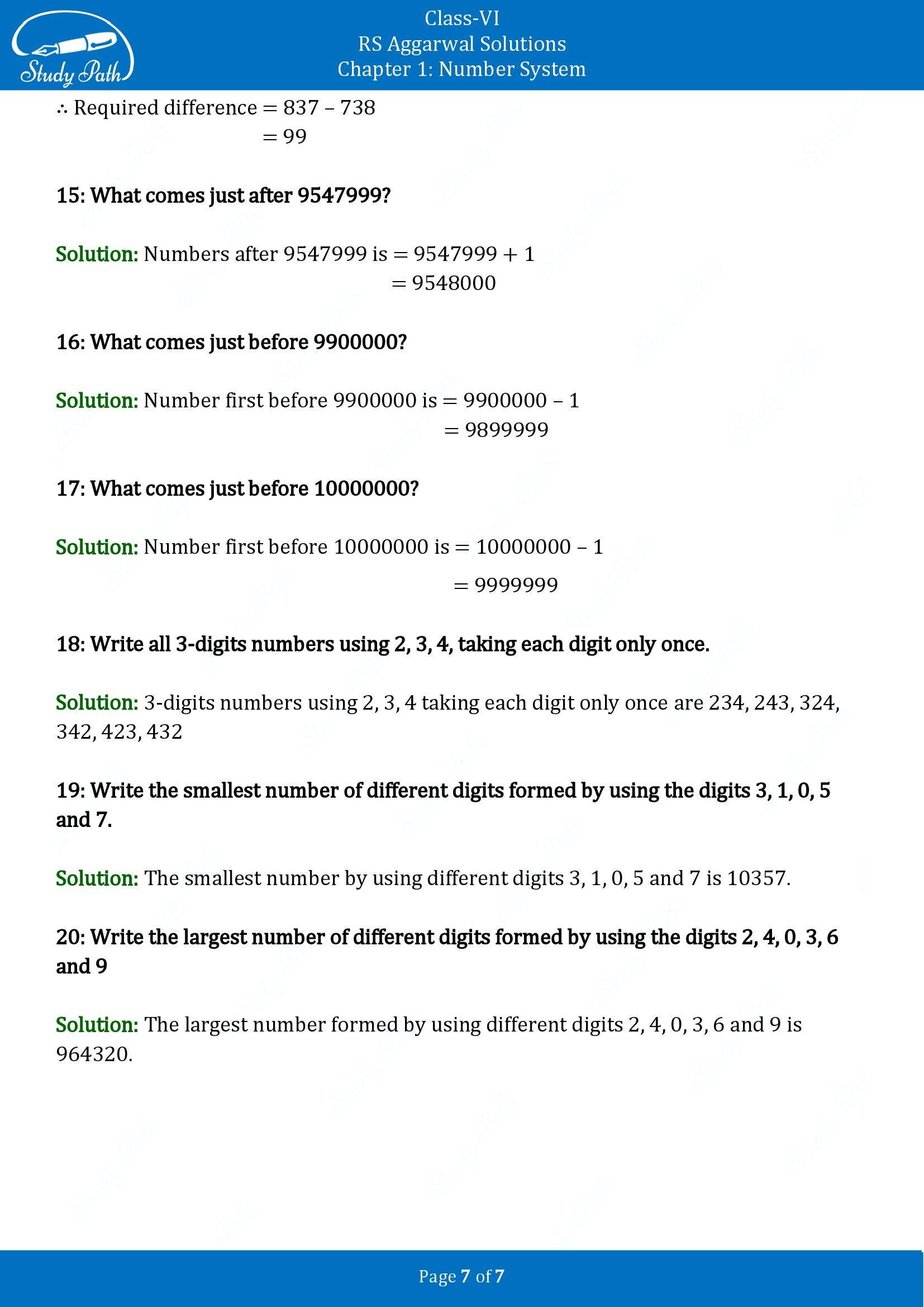 RS Aggarwal Solutions Class 6 Chapter 1 Number System Exercise 1A 00007