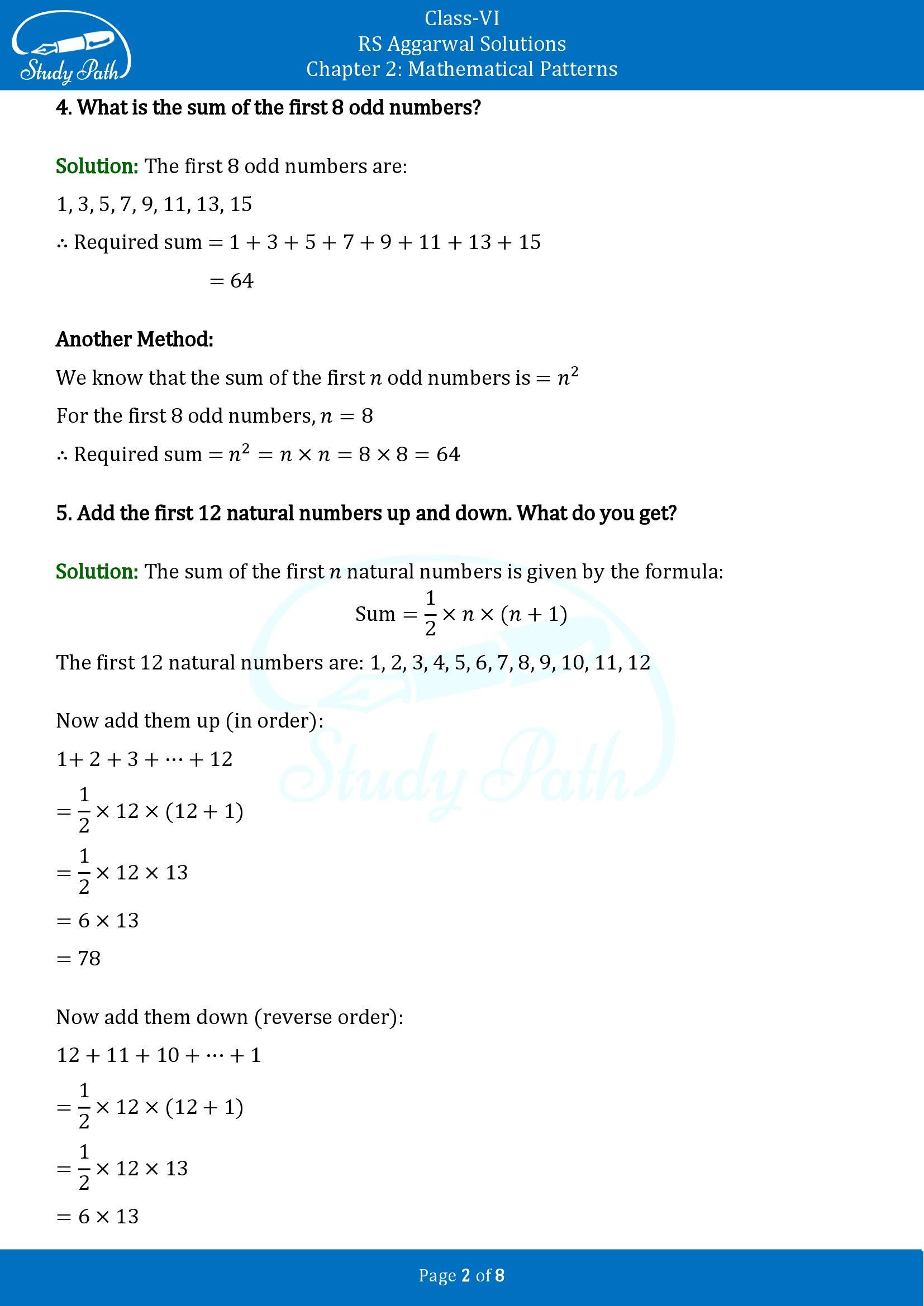 RS Aggarwal Solutions Class 6 Chapter 2 Mathematical Patterns Exercise 2 00002