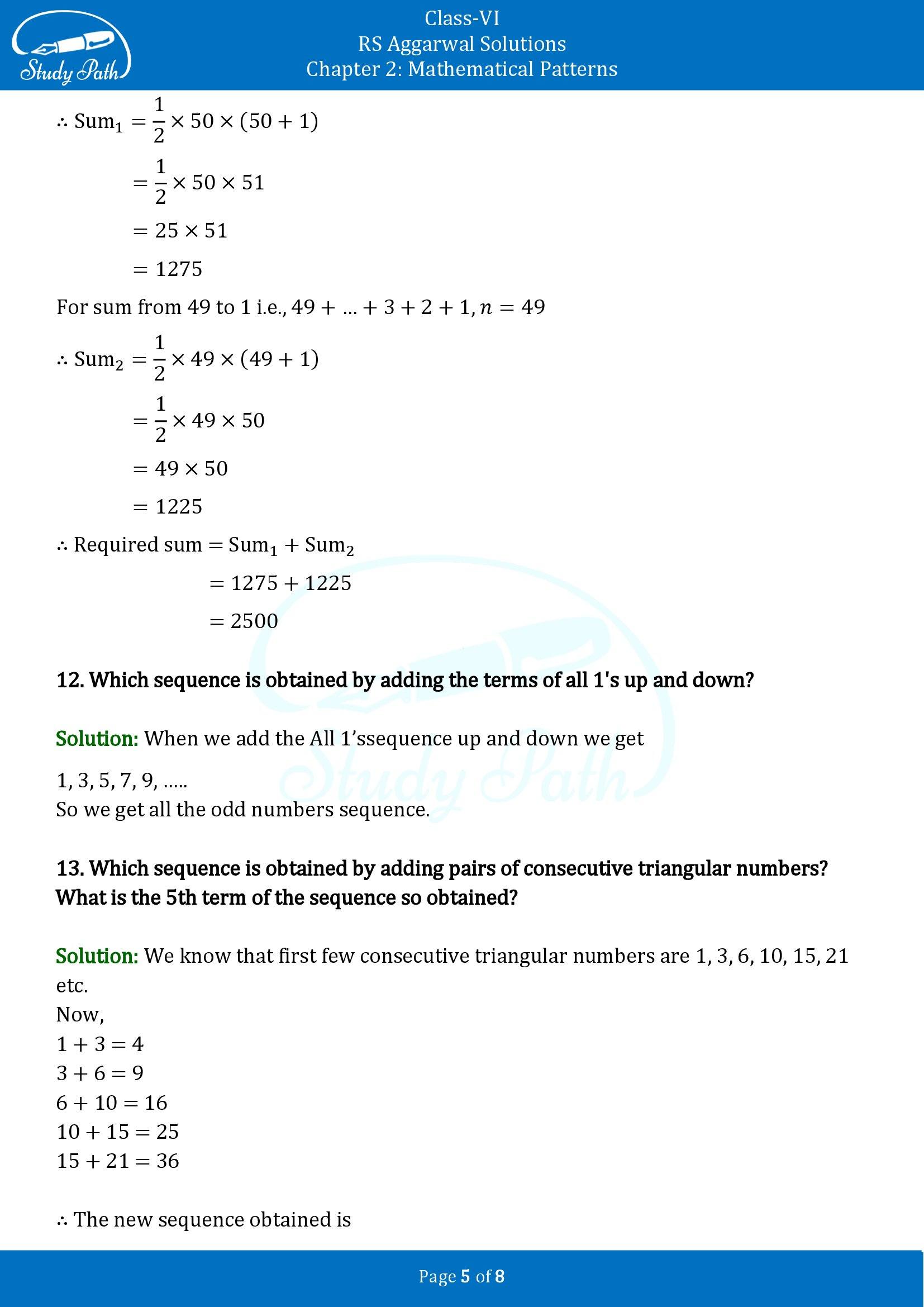 RS Aggarwal Solutions Class 6 Chapter 2 Mathematical Patterns Exercise 2 00005
