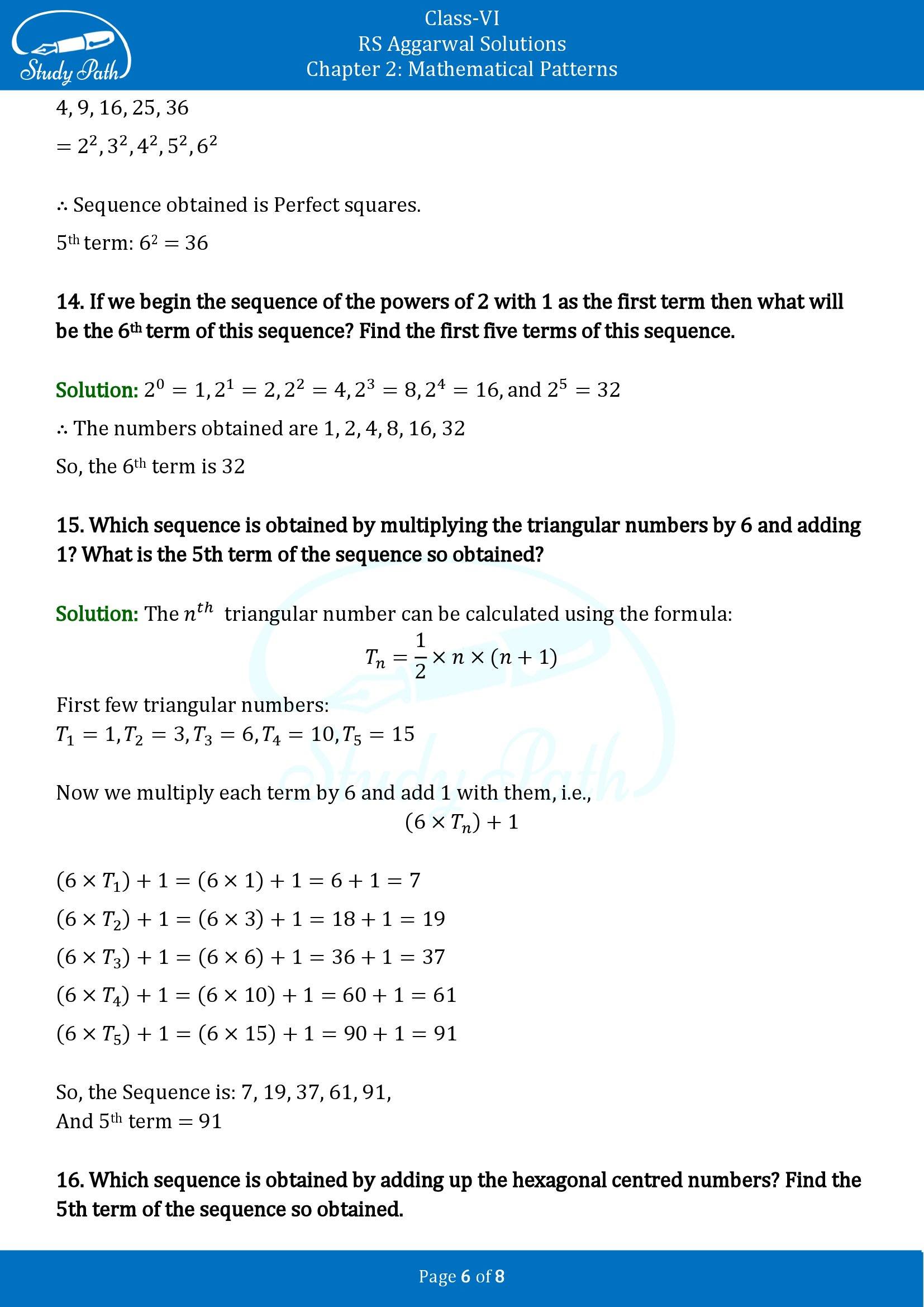 RS Aggarwal Solutions Class 6 Chapter 2 Mathematical Patterns Exercise 2 00006