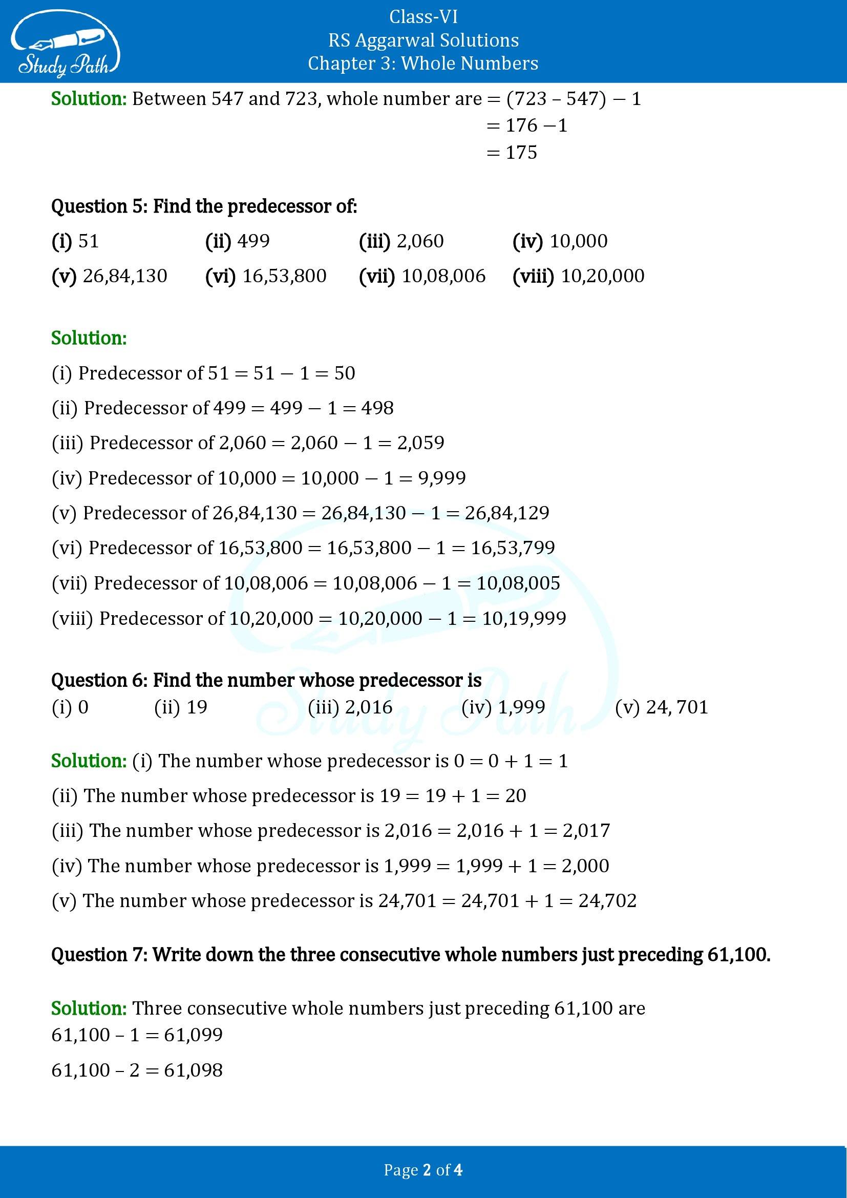 RS Aggarwal Solutions Class 6 Chapter 3 Whole Numbers Exercise 3A 00002