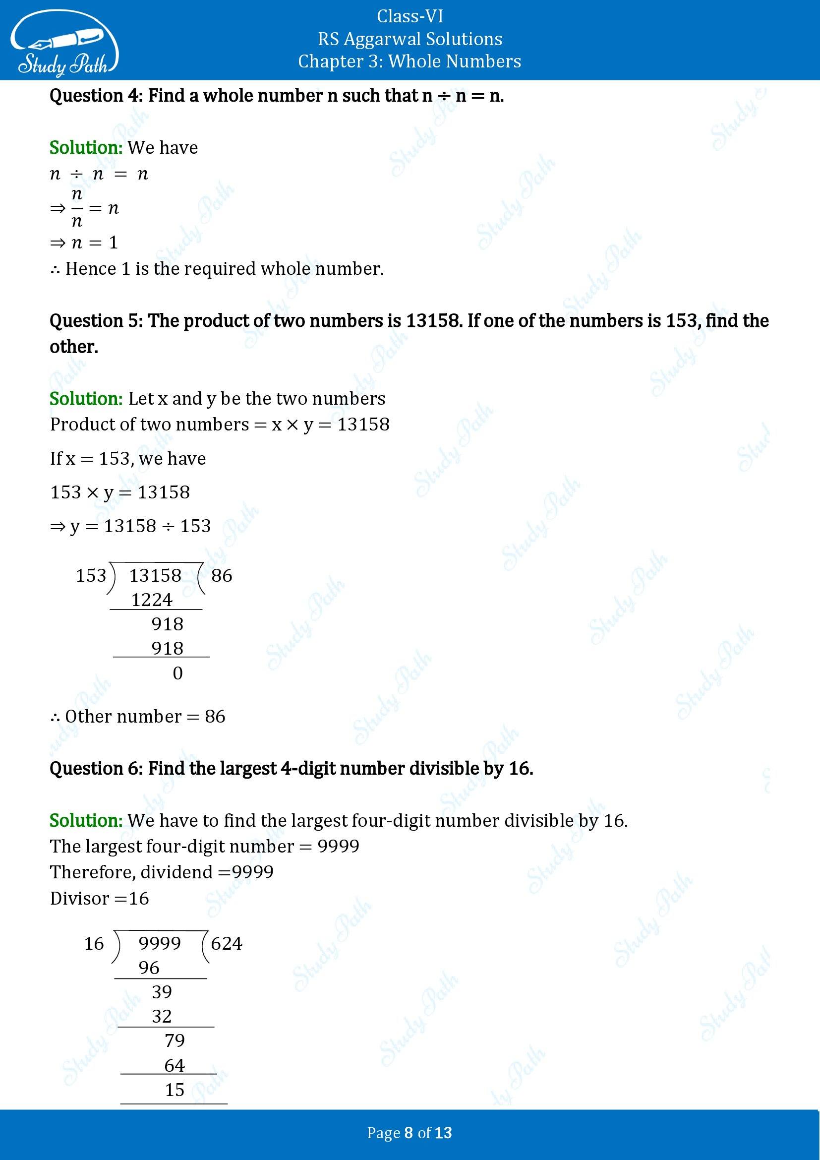 RS Aggarwal Solutions Class 6 Chapter 3 Whole Numbers Exercise 3E 00008