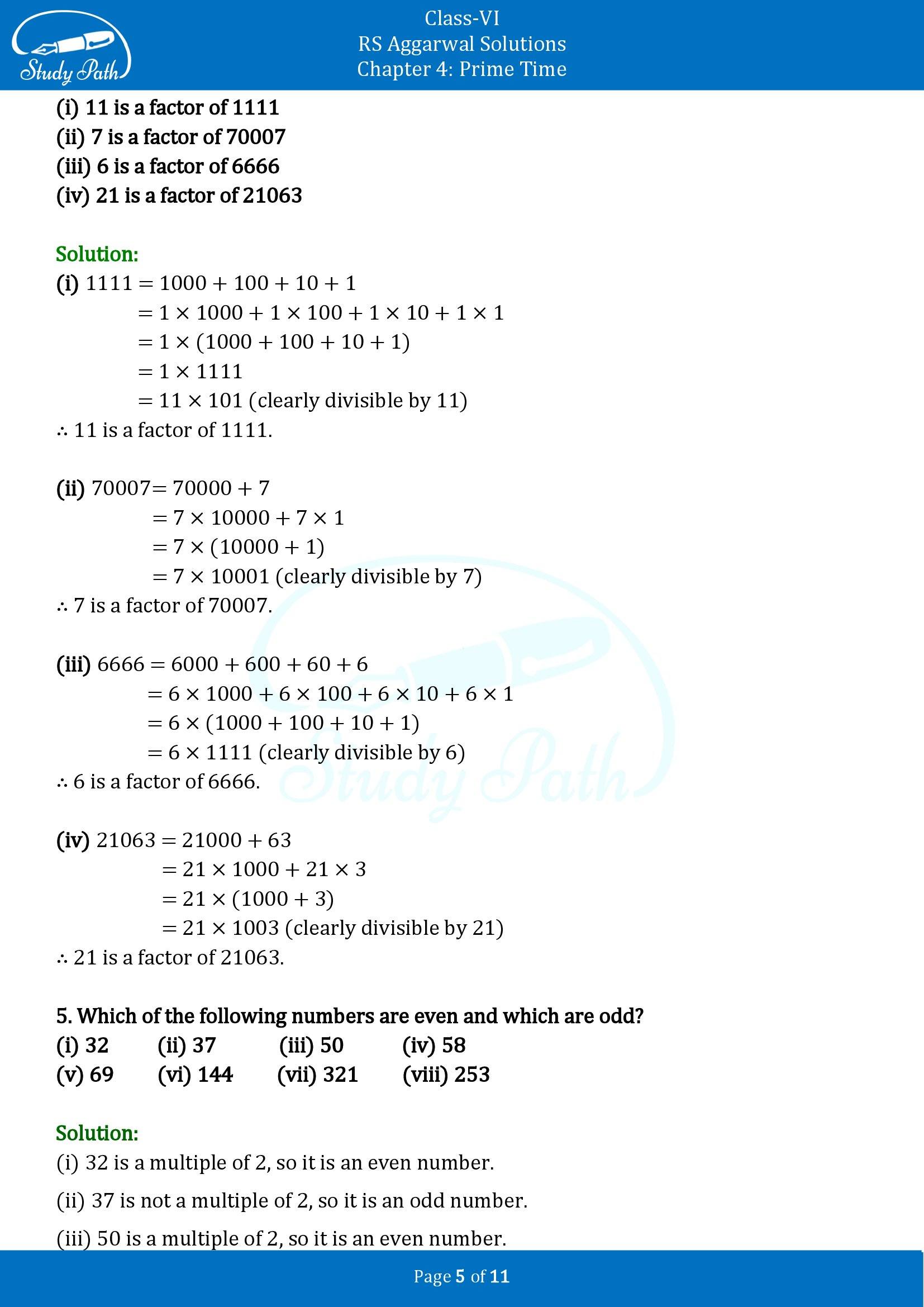 RS Aggarwal Solutions Class 6 Chapter 4 Prime Time Exercise 4A 00005