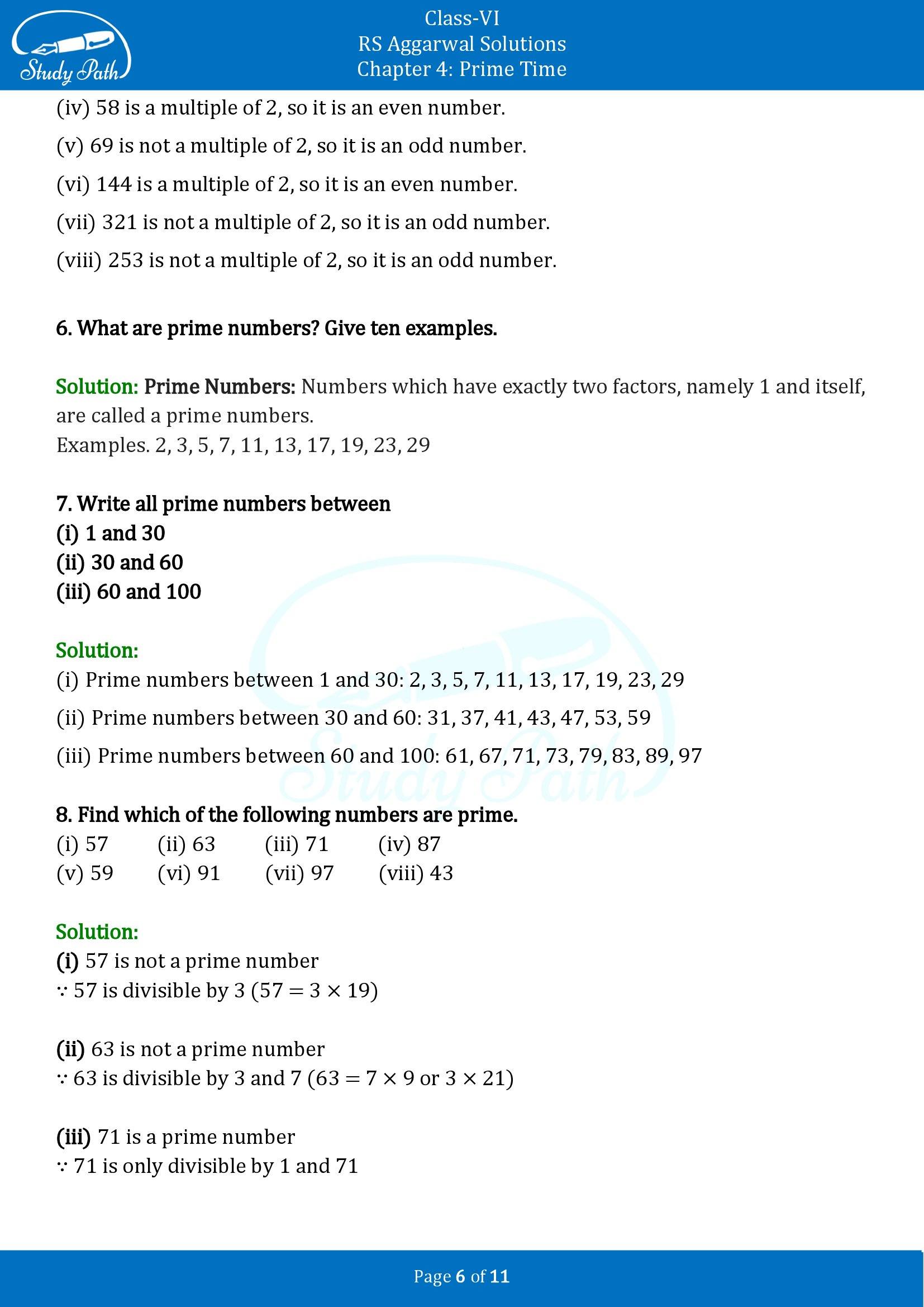RS Aggarwal Solutions Class 6 Chapter 4 Prime Time Exercise 4A 00006