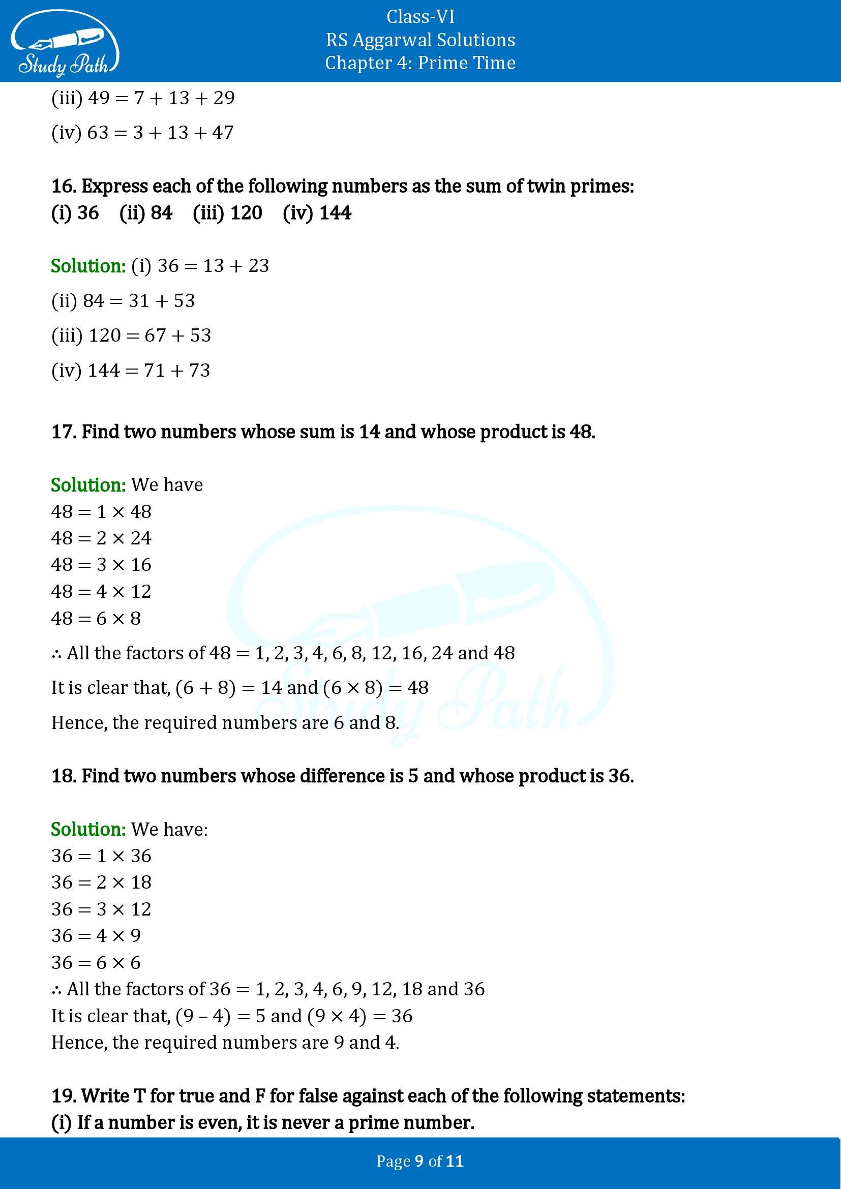 RS Aggarwal Solutions Class 6 Chapter 4 Prime Time Exercise 4A 00009