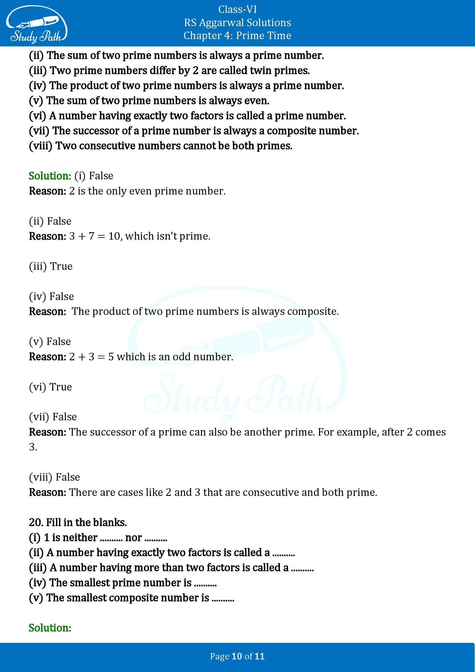 RS Aggarwal Solutions Class 6 Chapter 4 Prime Time Exercise 4A 00010