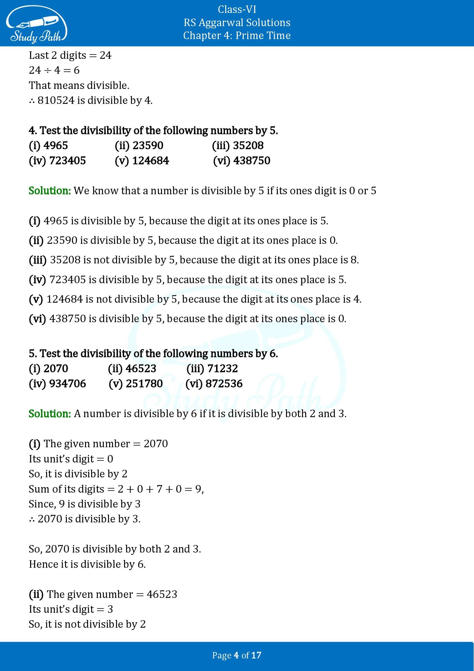 RS Aggarwal Solutions Class 6 Chapter 4 Prime Time Exercise 4B 00004