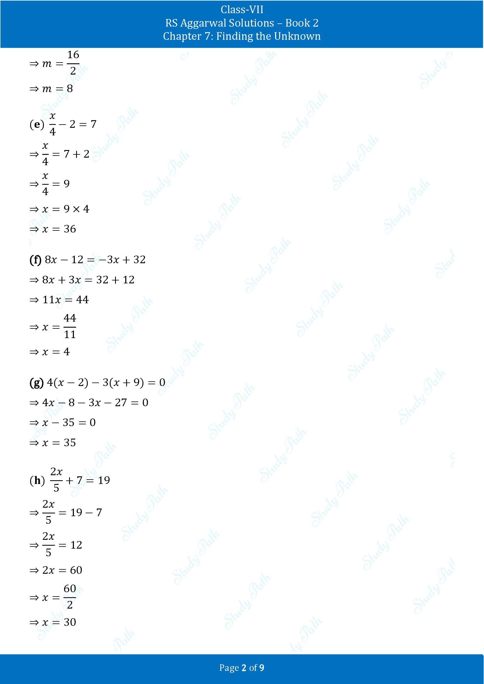 RS Aggarwal Solutions Class 7 Book 2 Chapter 7 Finding the Unknown Exercise 7A 00002