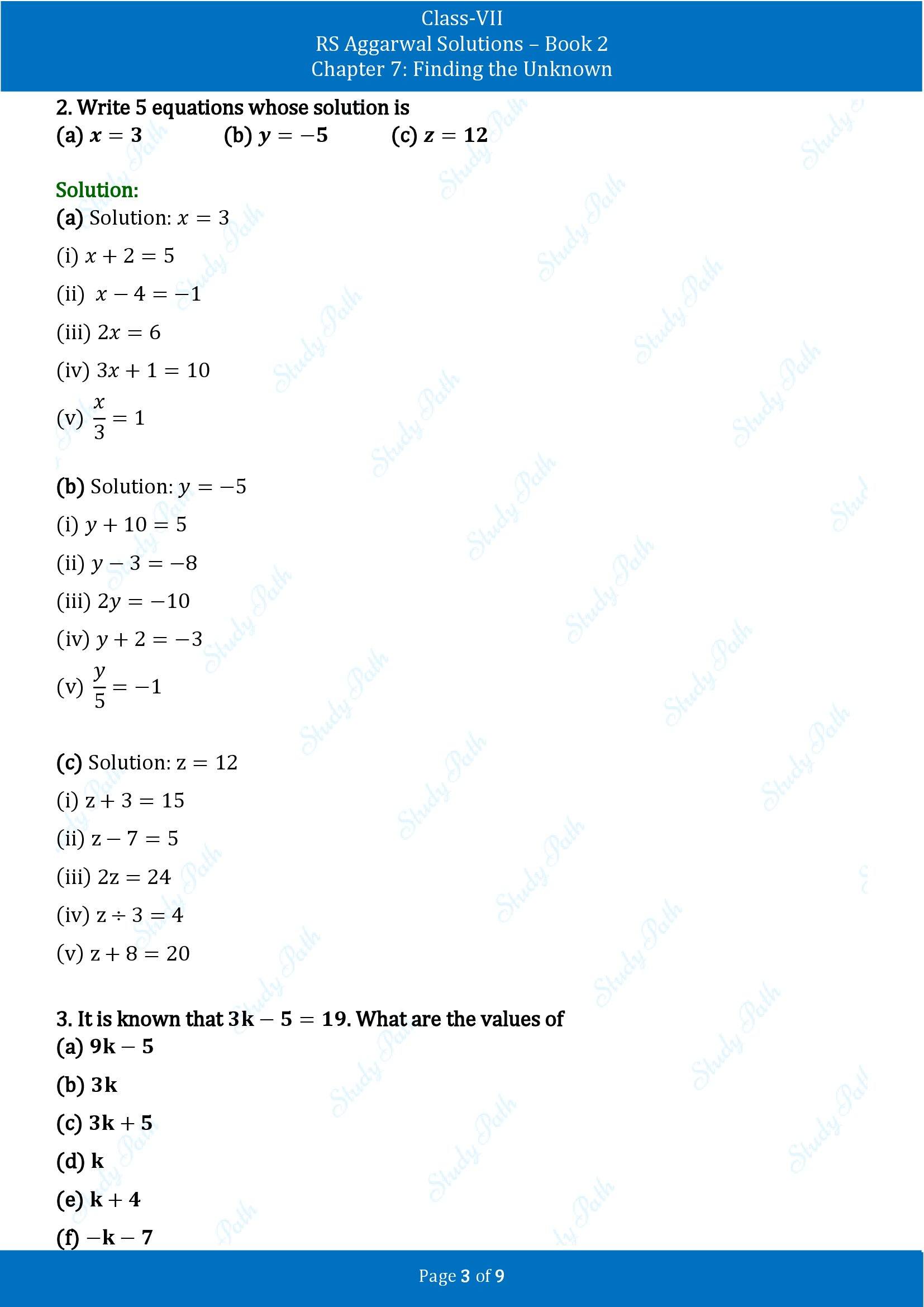RS Aggarwal Solutions Class 7 Book 2 Chapter 7 Finding the Unknown Exercise 7A 00003
