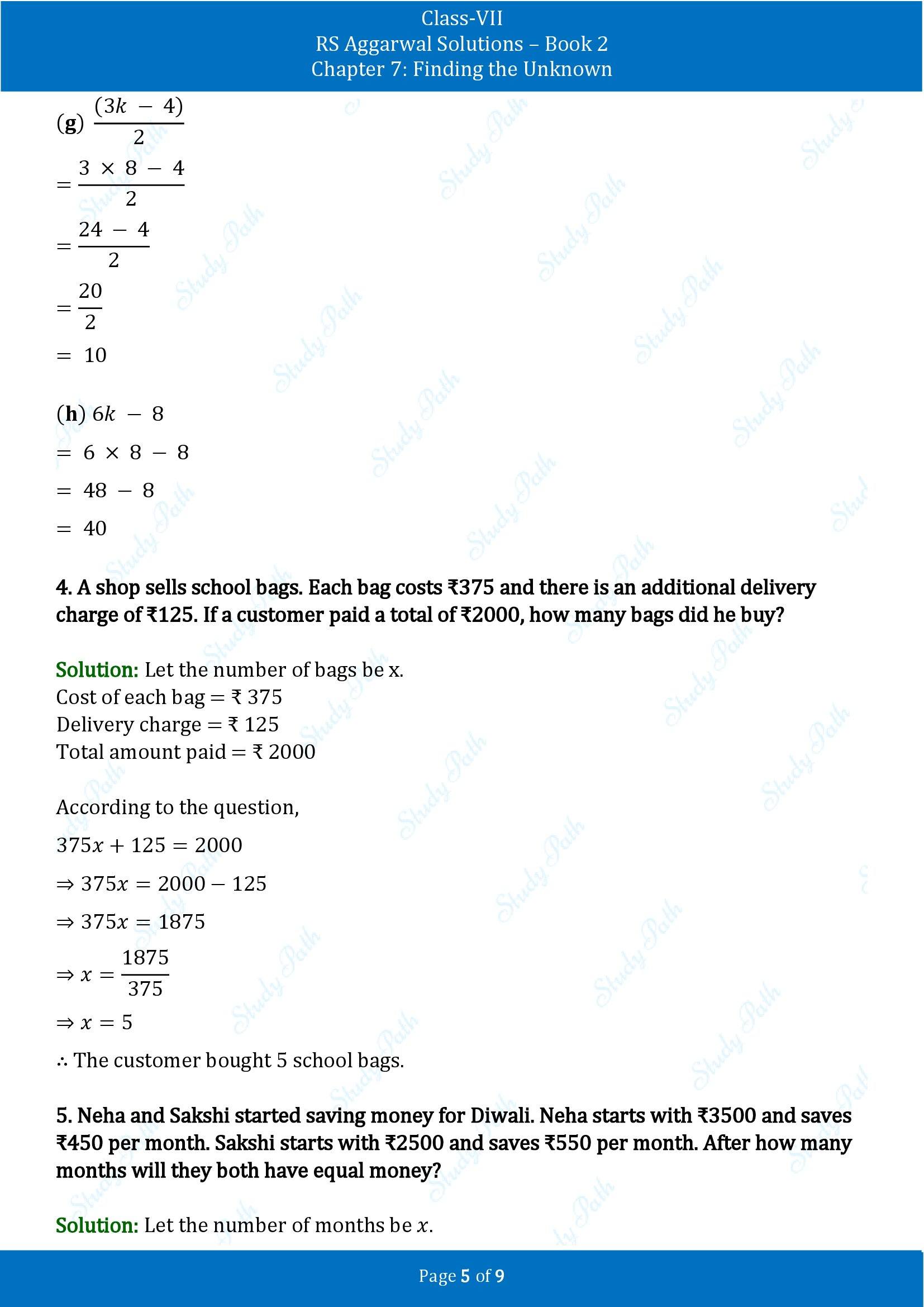 RS Aggarwal Solutions Class 7 Book 2 Chapter 7 Finding the Unknown Exercise 7A 00005
