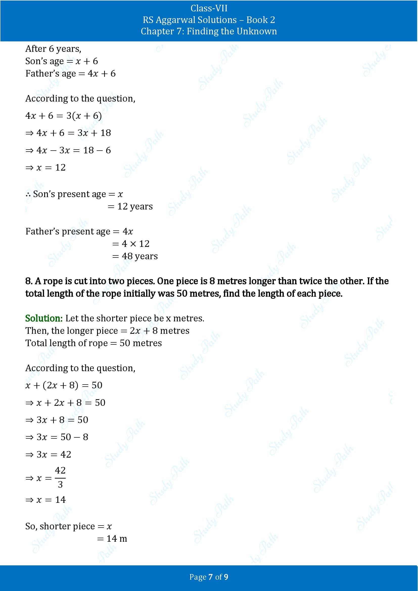 RS Aggarwal Solutions Class 7 Book 2 Chapter 7 Finding the Unknown Exercise 7A 00007