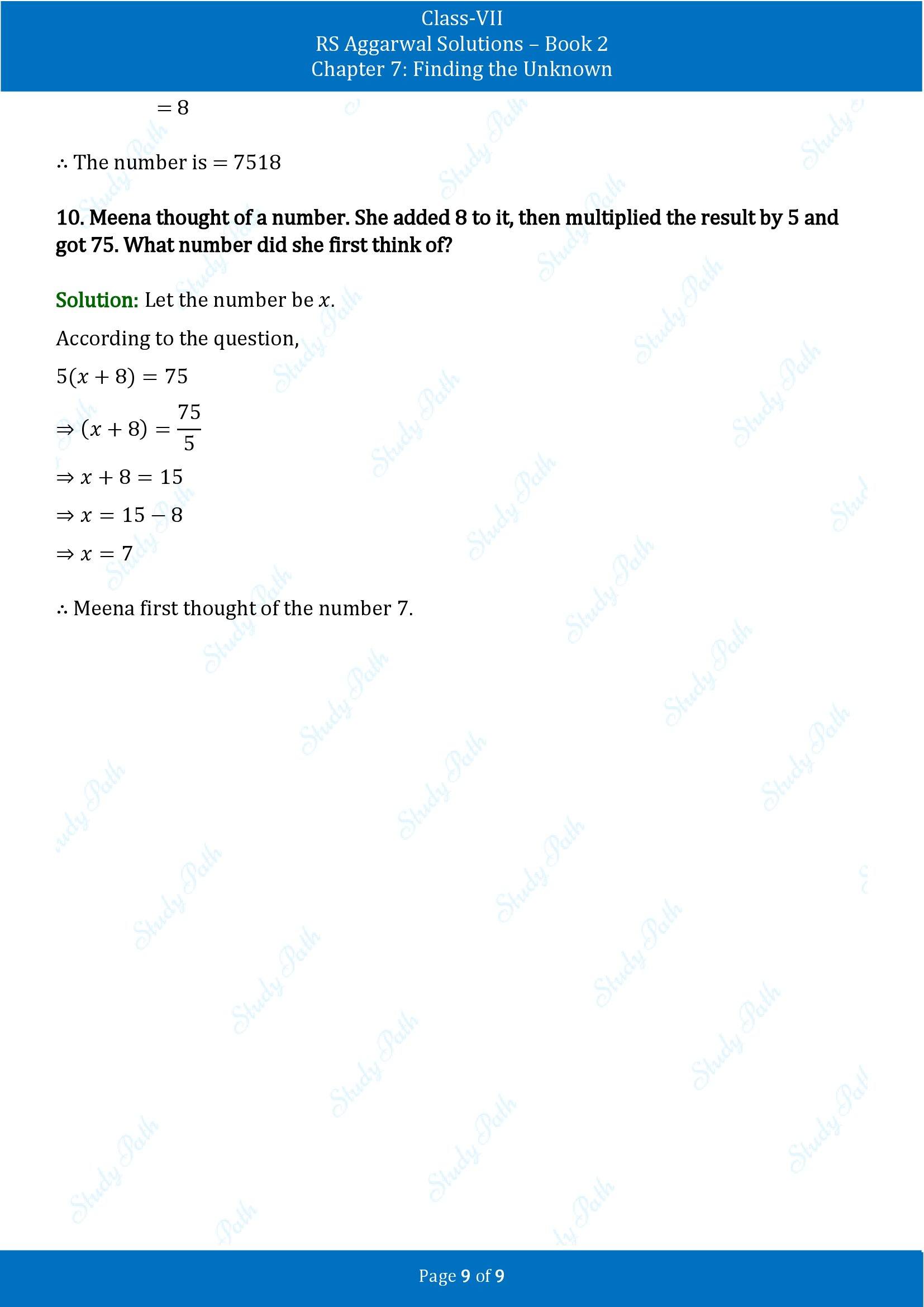 RS Aggarwal Solutions Class 7 Book 2 Chapter 7 Finding the Unknown Exercise 7A 00009