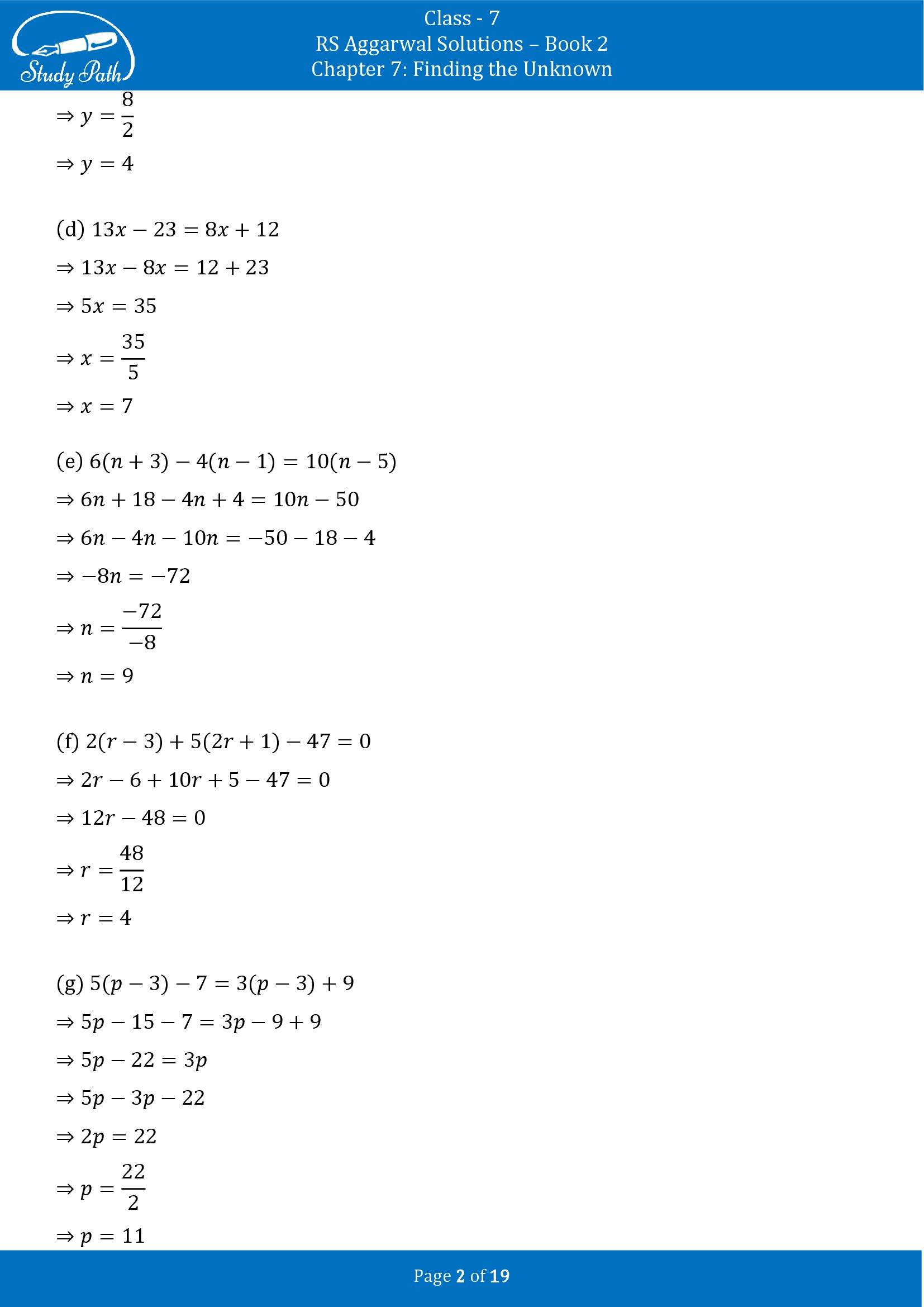 RS Aggarwal Solutions Class 7 Book 2 Chapter 7 Finding the Unknown Exercise 7B 00002