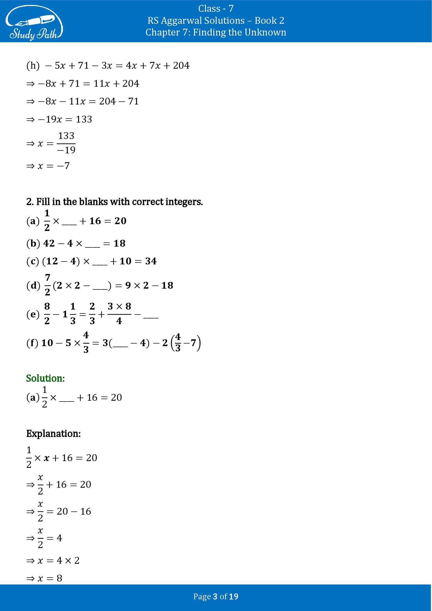 RS Aggarwal Solutions Class 7 Book 2 Chapter 7 Finding the Unknown Exercise 7B 00003