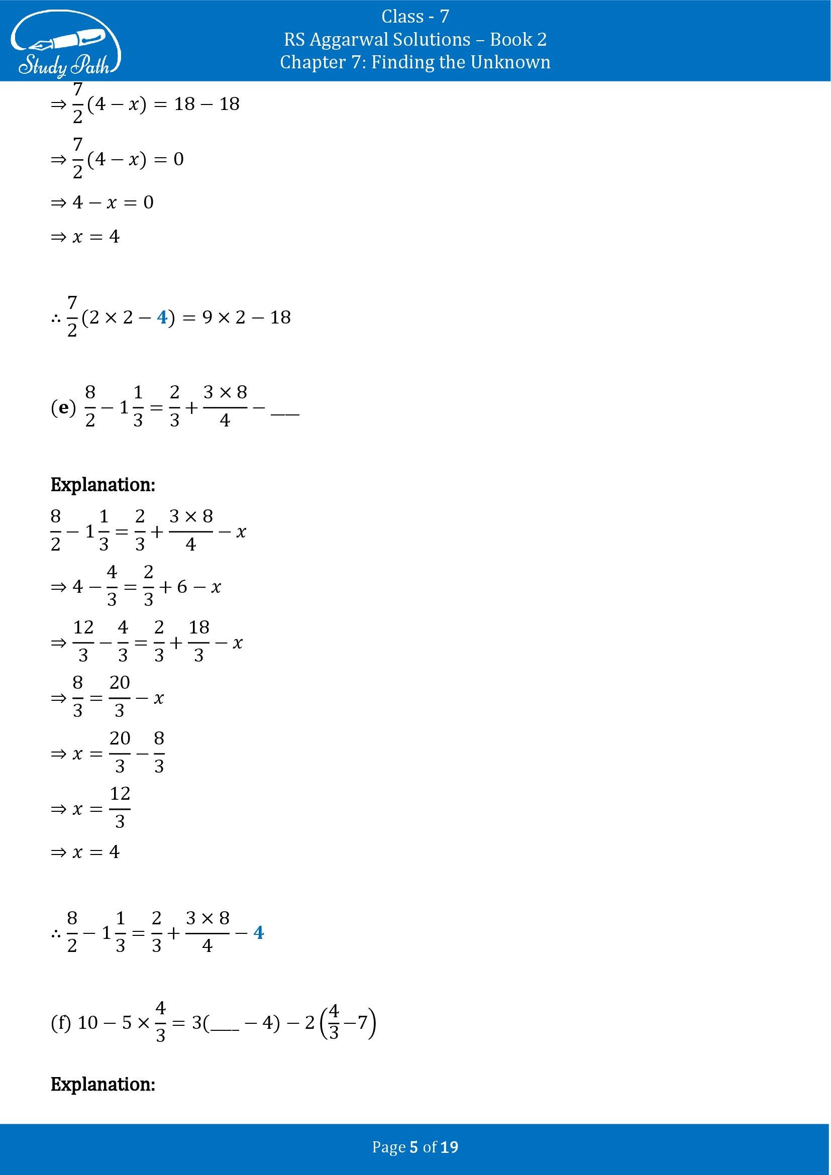 RS Aggarwal Solutions Class 7 Book 2 Chapter 7 Finding the Unknown Exercise 7B 00005