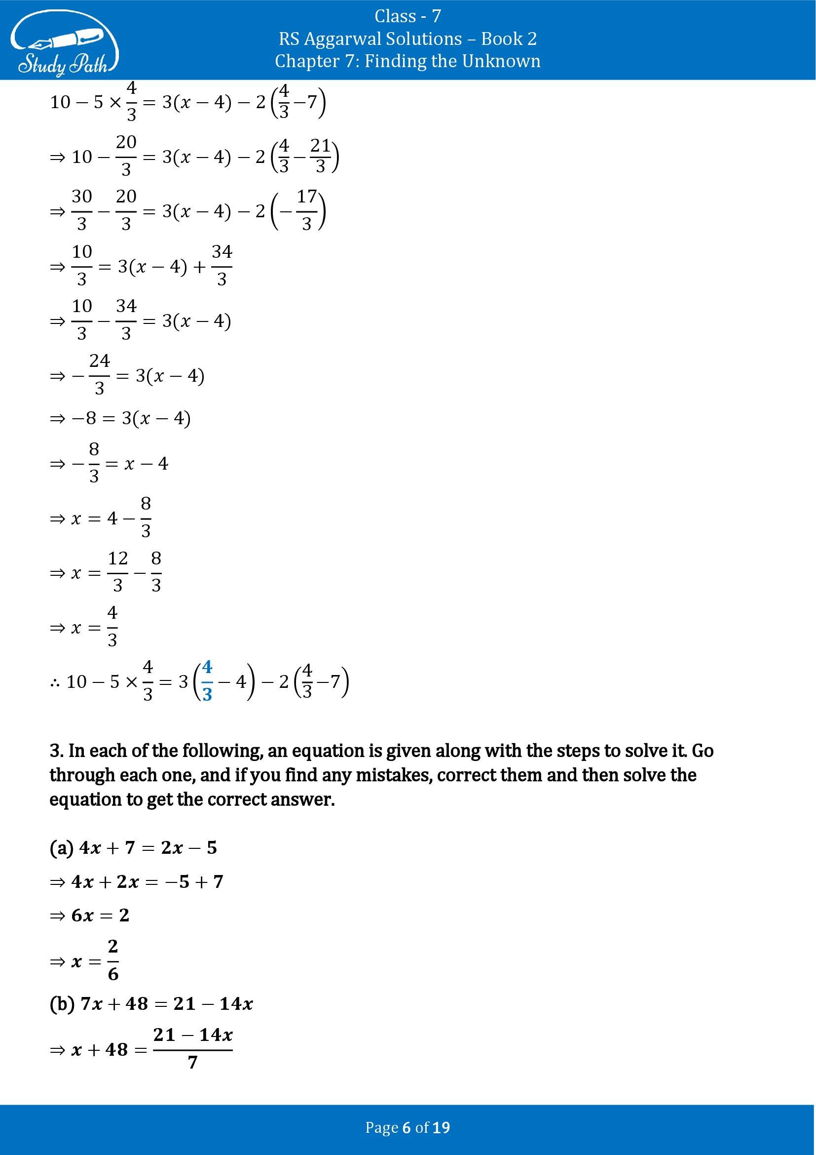 RS Aggarwal Solutions Class 7 Book 2 Chapter 7 Finding the Unknown Exercise 7B 00006