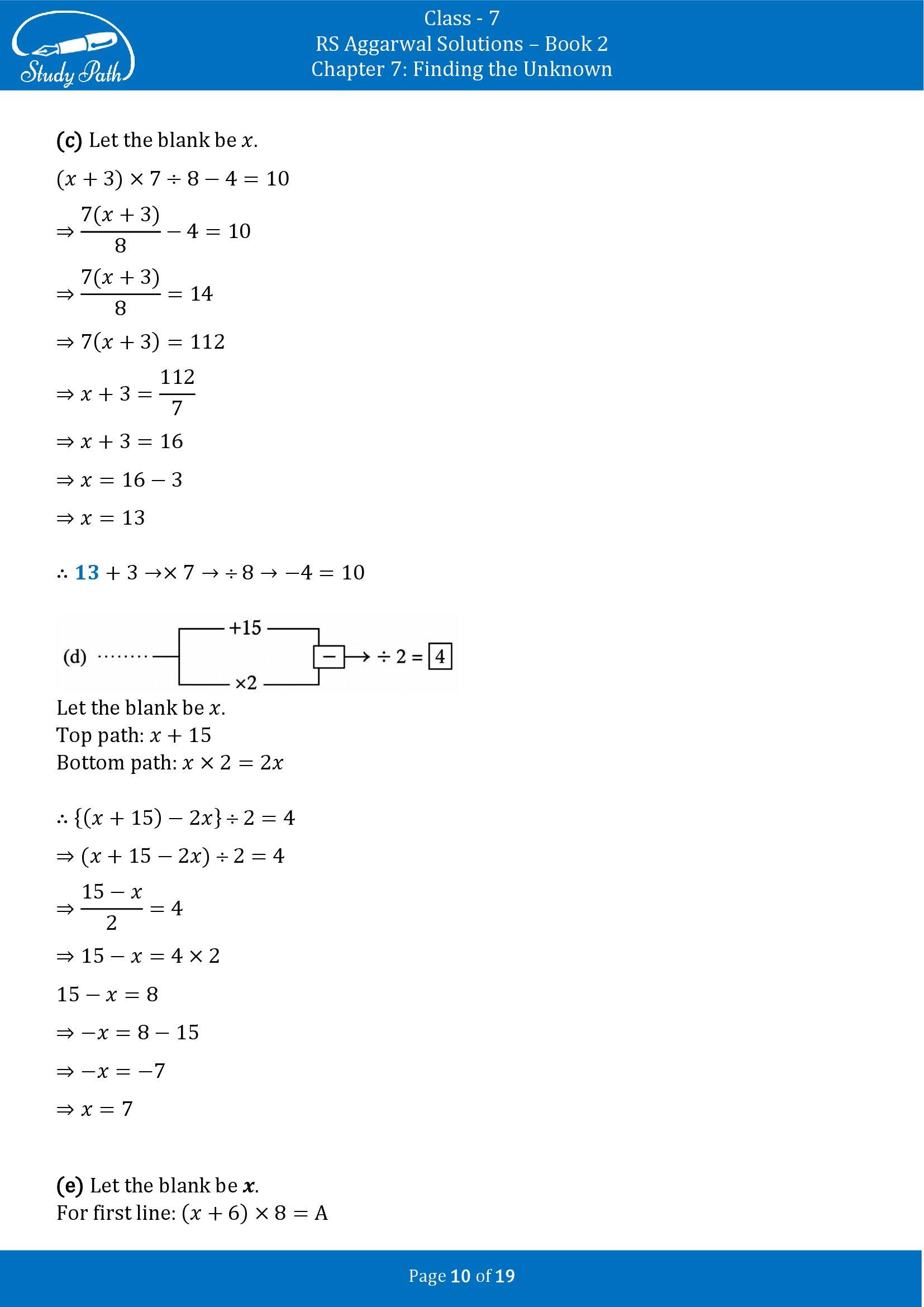 RS Aggarwal Solutions Class 7 Book 2 Chapter 7 Finding the Unknown Exercise 7B 00010