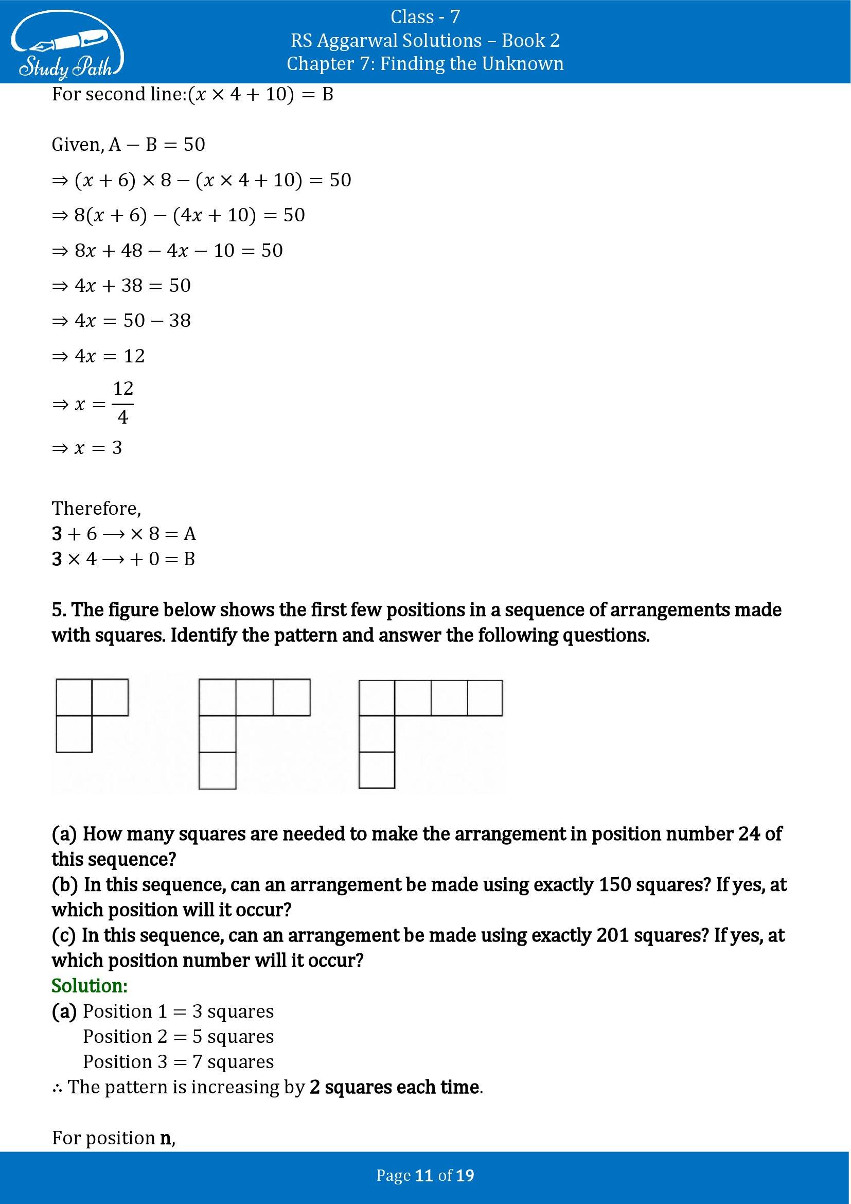 RS Aggarwal Solutions Class 7 Book 2 Chapter 7 Finding the Unknown Exercise 7B 00011