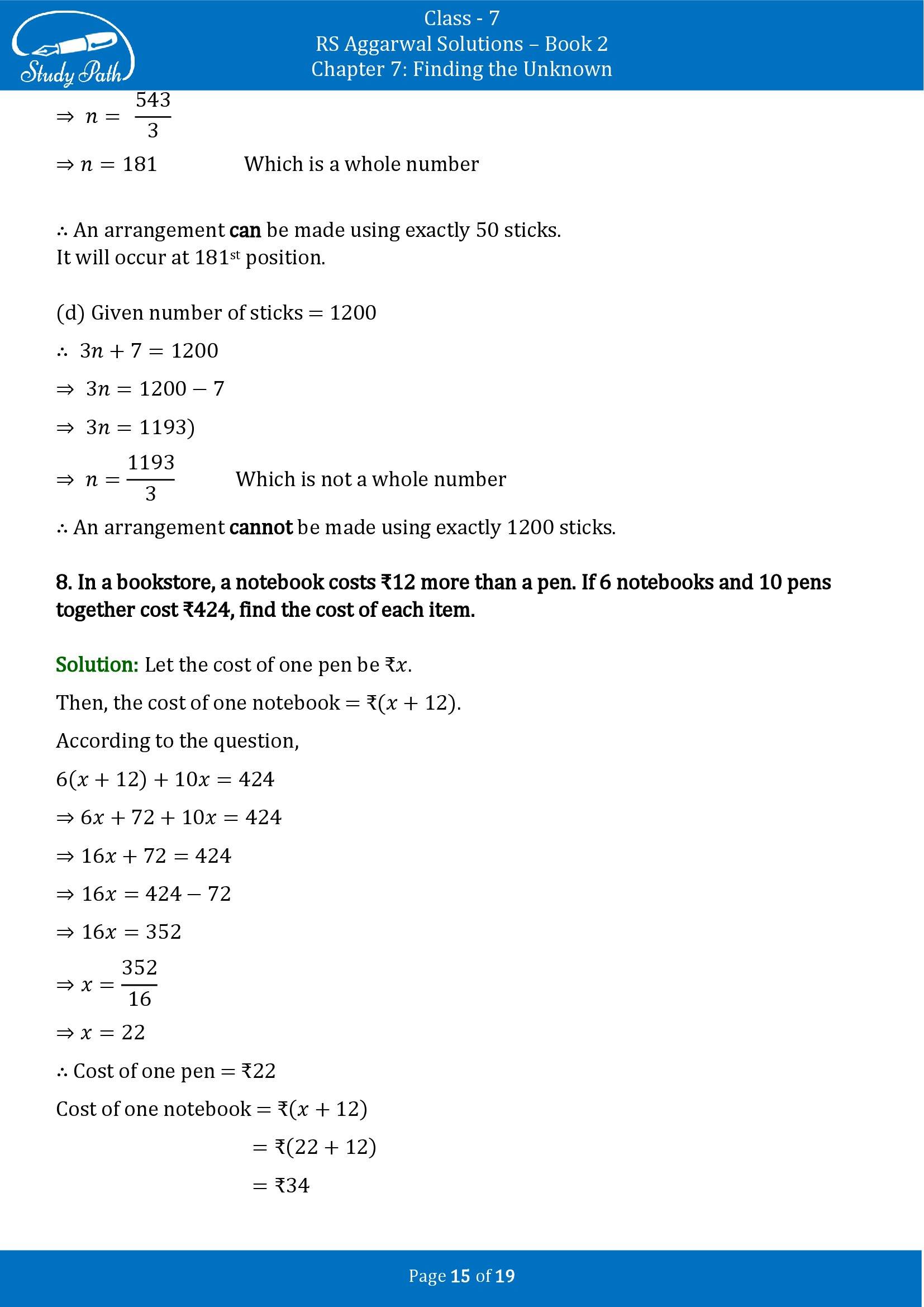 RS Aggarwal Solutions Class 7 Book 2 Chapter 7 Finding the Unknown Exercise 7B 00015