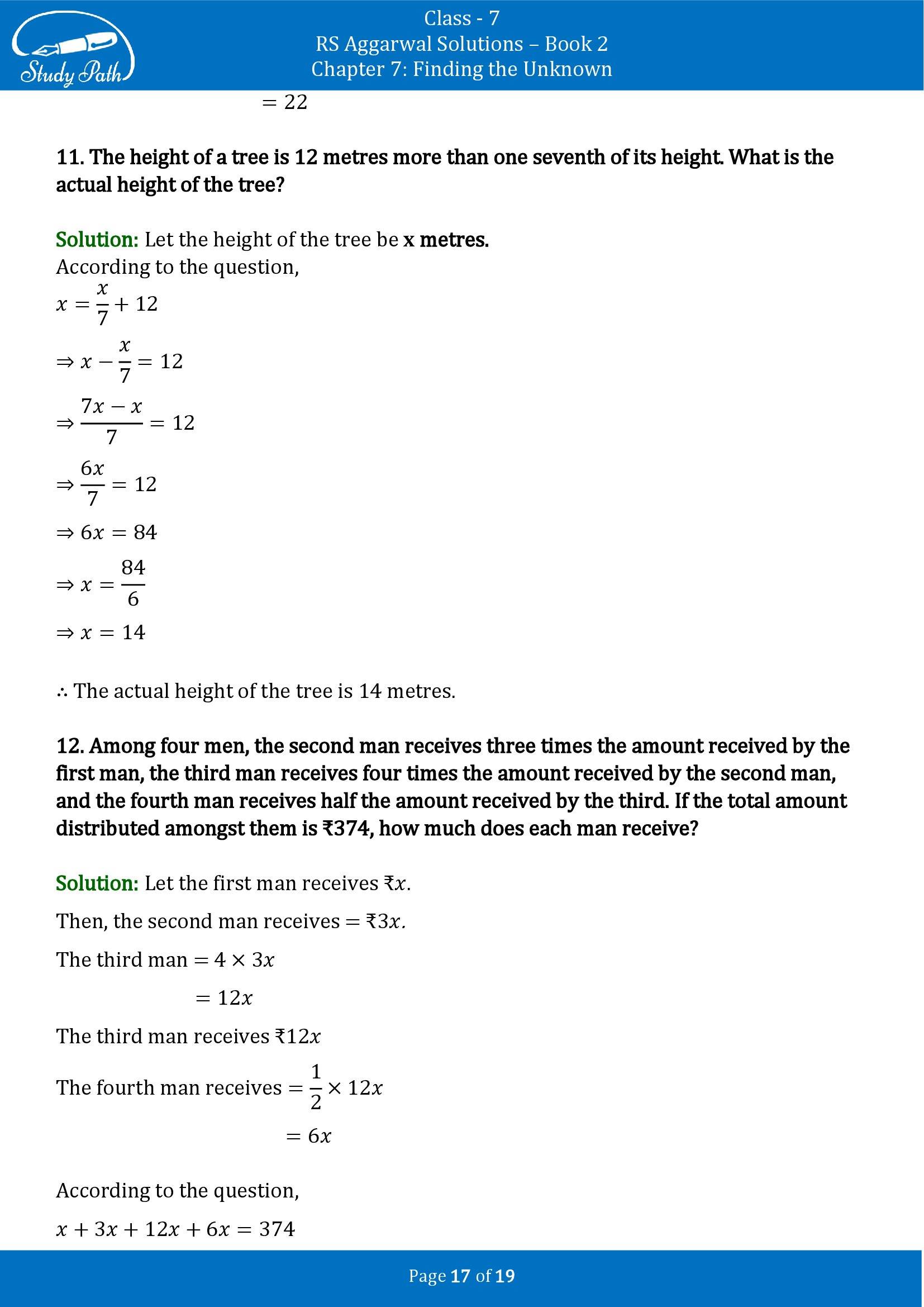 RS Aggarwal Solutions Class 7 Book 2 Chapter 7 Finding the Unknown Exercise 7B 00017