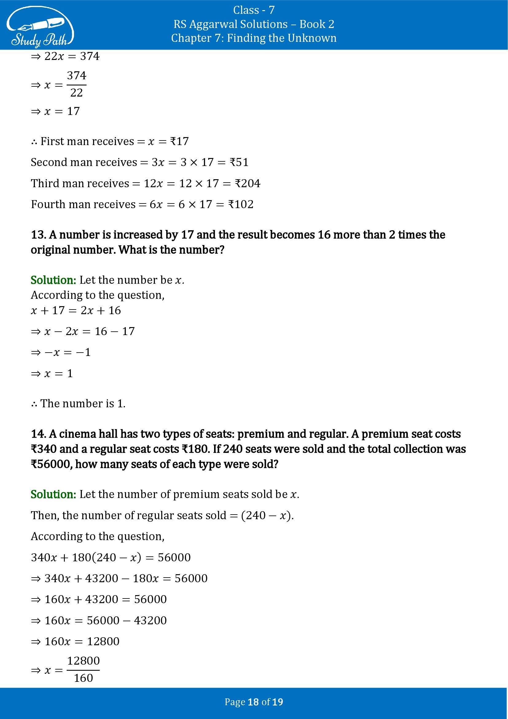 RS Aggarwal Solutions Class 7 Book 2 Chapter 7 Finding the Unknown Exercise 7B 00018