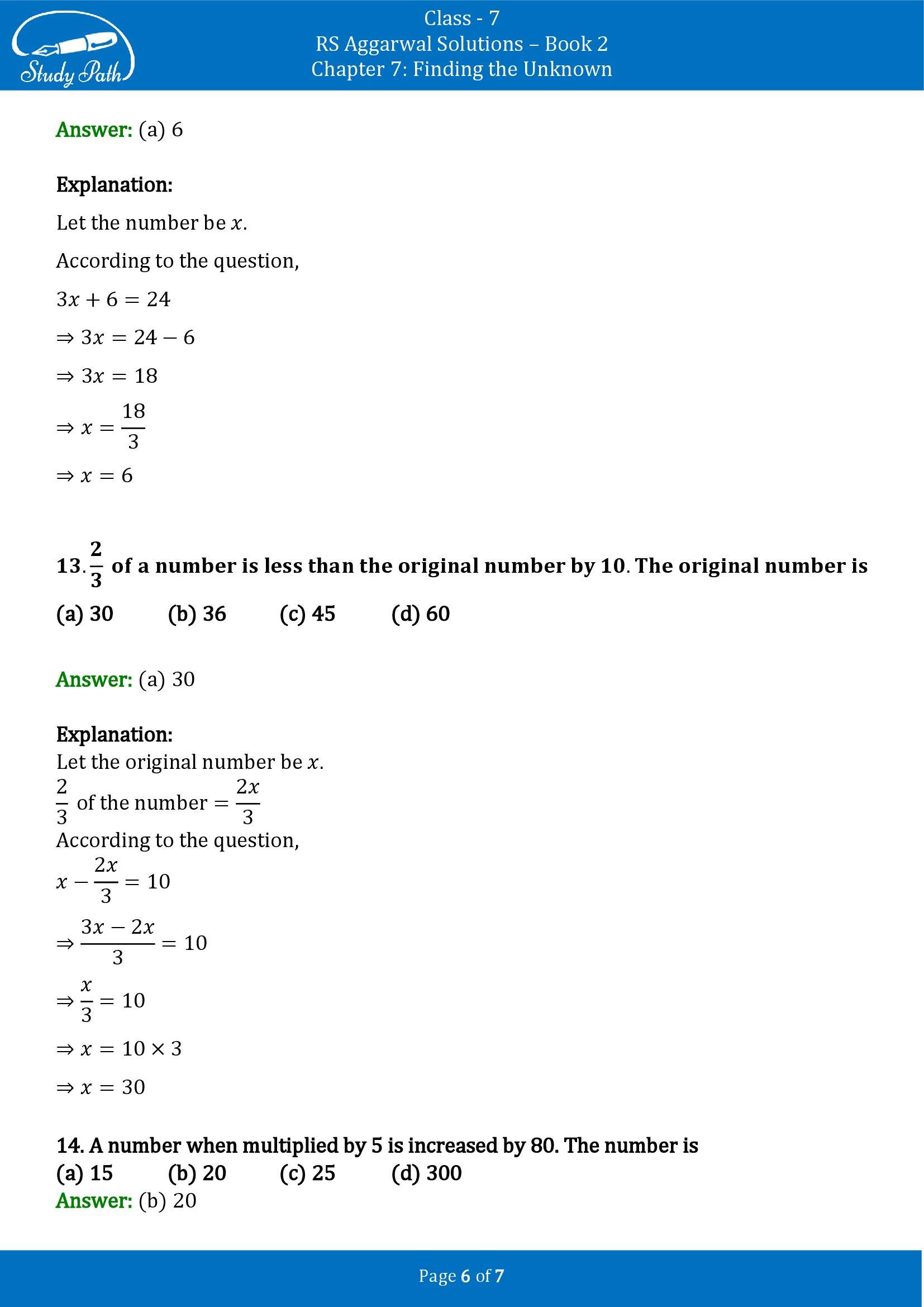 RS Aggarwal Solutions Class 7 Book 2 Chapter 7 Finding the Unknown Exercise 7C 00006