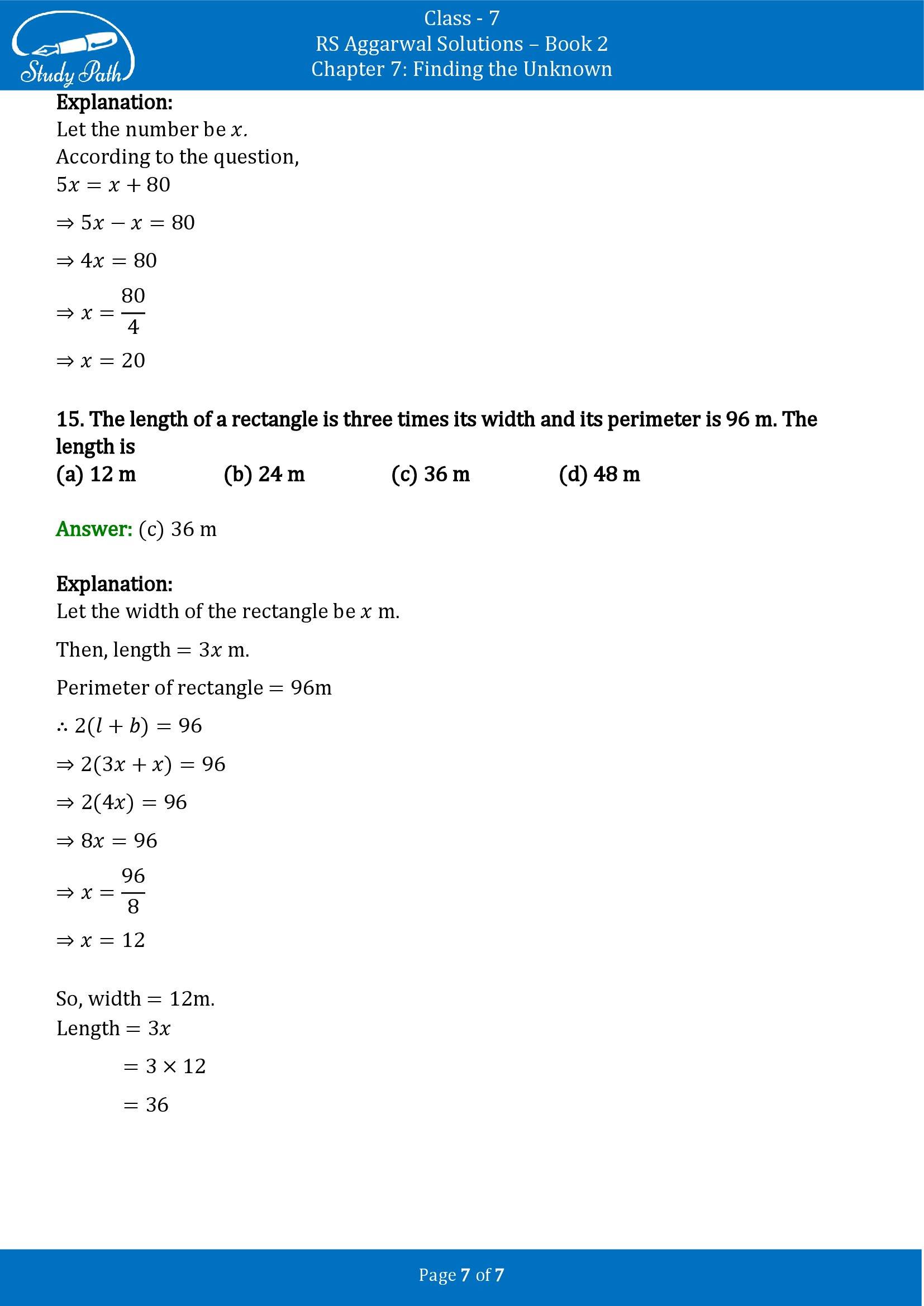 RS Aggarwal Solutions Class 7 Book 2 Chapter 7 Finding the Unknown Exercise 7C 00007