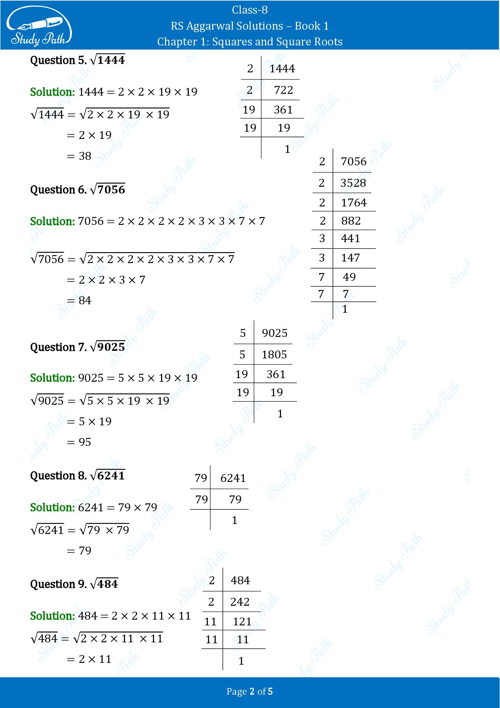 RS Aggarwal Solutions Class 8 Book 1 Chapter 1 Squares and Square Roots Exercise 1B 00002