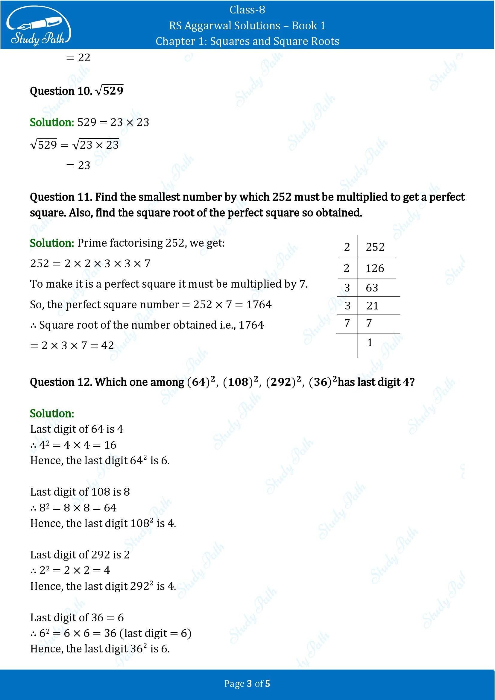 RS Aggarwal Solutions Class 8 Book 1 Chapter 1 Squares and Square Roots Exercise 1B 00003