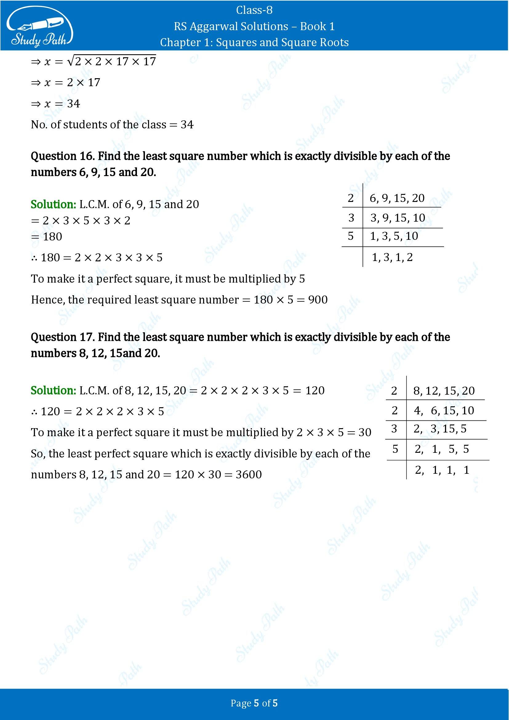 RS Aggarwal Solutions Class 8 Book 1 Chapter 1 Squares and Square Roots Exercise 1B 00005